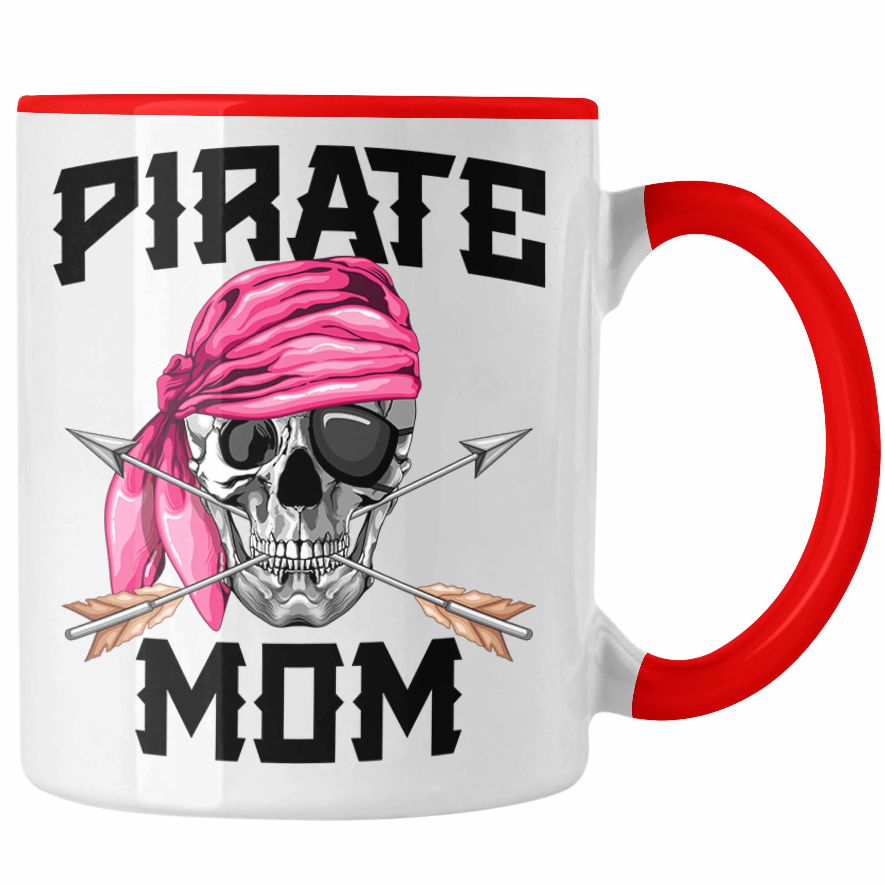 Trendation Tasse Pirate Mom Tasse Geschenk Muttertag für eine Piraten Mutter Rot