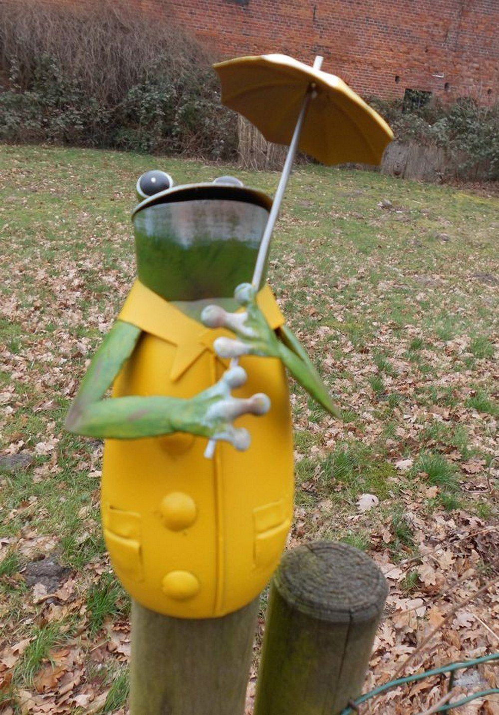 witziger Frosch Zaunfigur Tierfigur Zaunhocker Gartendeko Schirm cm Deko-Impression (1 St) 19 m. gelb