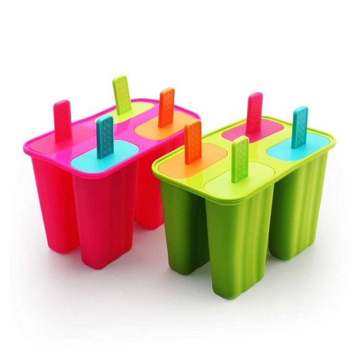 Housruse Eisform Eisformen Silikon Popsicle Formen Set Lebensmittelechte Silikon-Eislutscher mit Stäben und tropfsicheren Eislutscher-Formen(Grün+Rosenrot)