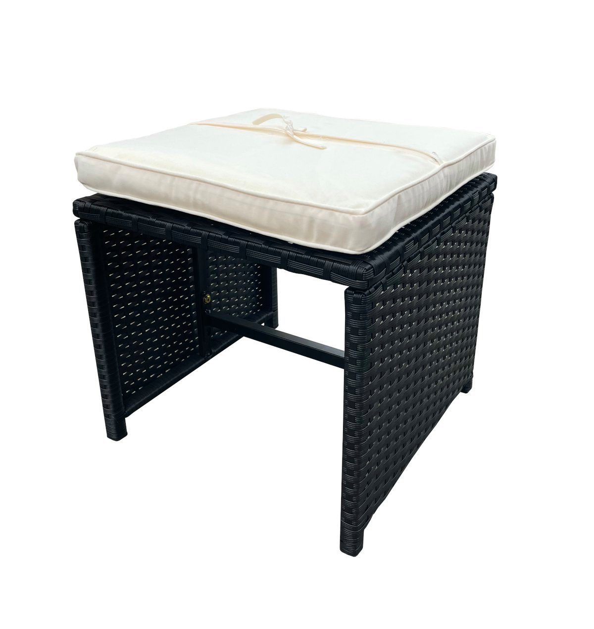 Sedex GartenloungeHocker Barbados Hocker mit Kissen weiß Flechtfaser Grau