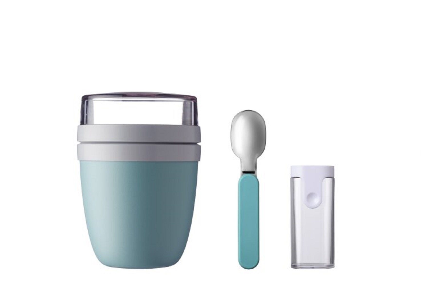 Mepal Lunchbox Set Lunchpot mit faltbarem Löffel, 500 ml, Nordic Green, Polypropylen (PP), Edelstahl, PCTG, (Set, 2-tlg), Geeignet für Tiefkühler, Mikrowelle, Spülmaschine