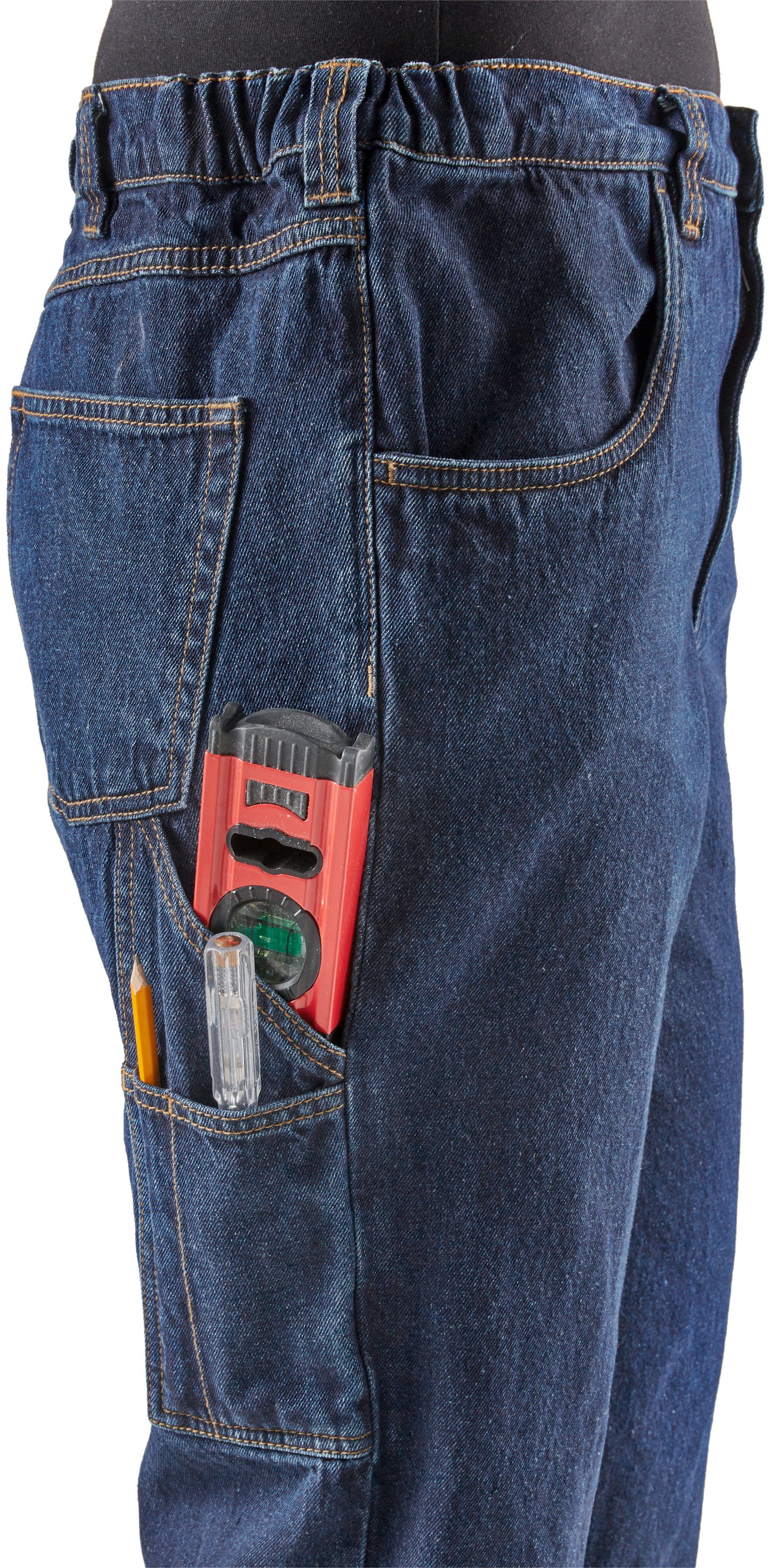 Bund, Baumwolle, 8 mit Northern praktischen Taschen fit) comfort Arbeitshose Jeansstoff, (aus dehnbarem robuster Worker Jeans Country 100% mit