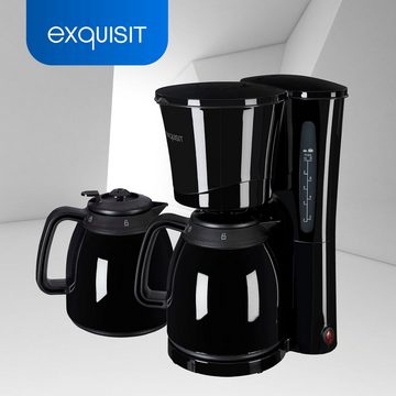 exquisit Filterkaffeemaschine KA 6502 sw, 1l Kaffeekanne, Papierfilter 1x4, inkl. 2 Thermokannen