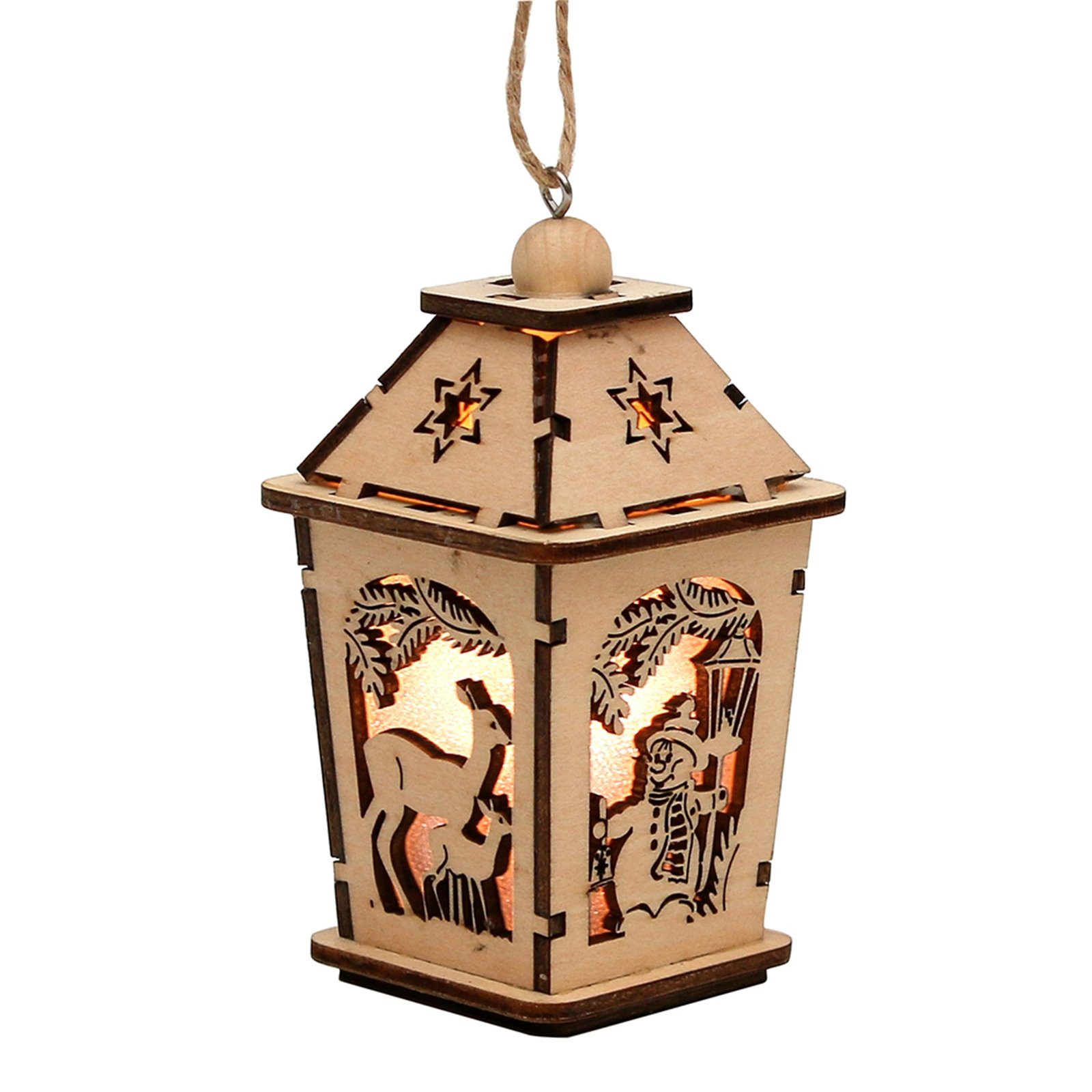 SIGRO Windlicht »Holz MiniLaterne, 4fach sort., LED, 1 Stück« (1