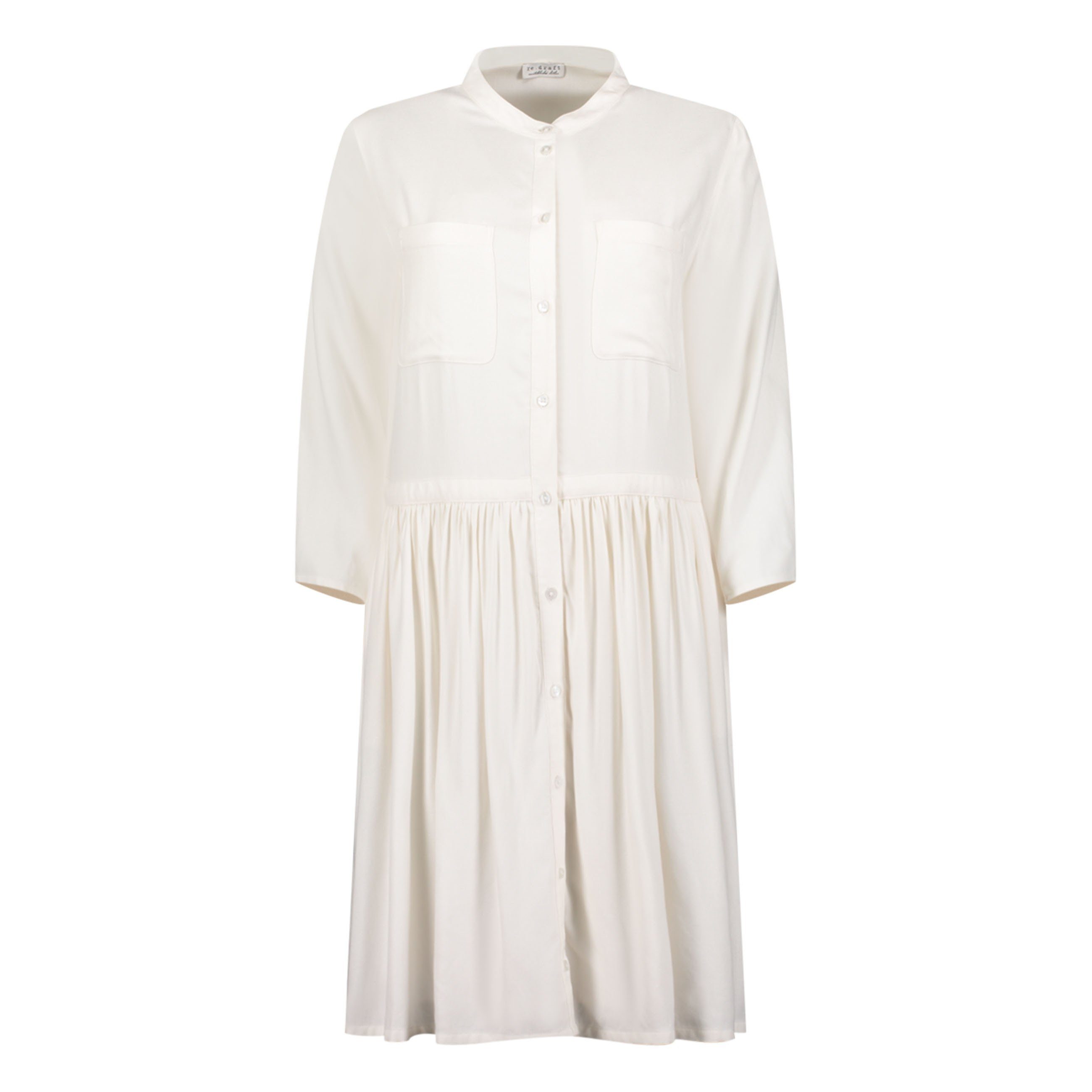 Wool Blusenkleid re.draft Blouse Dress Volant White- with weiß