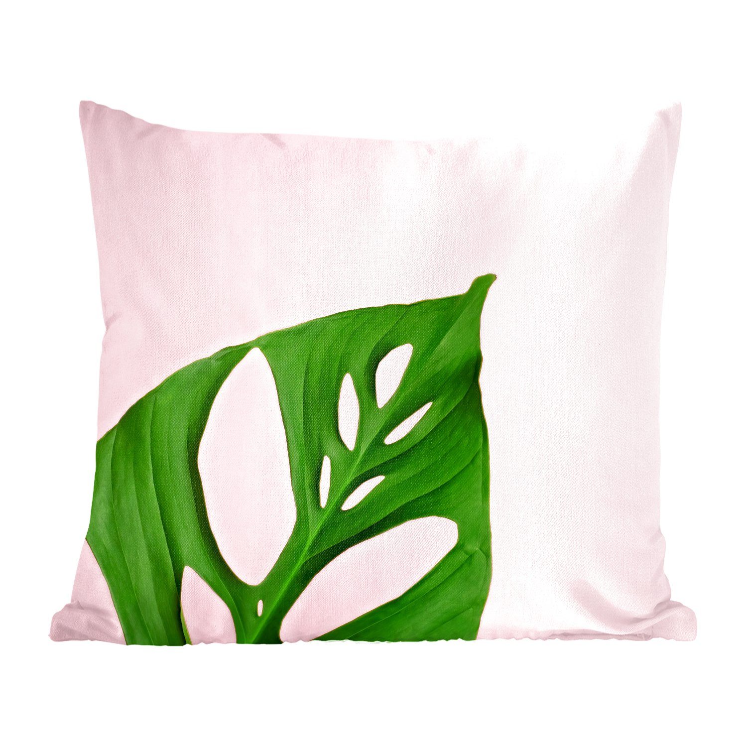 MuchoWow Dekokissen Botanisches Blatt auf Schlafzimmer, mit Wohzimmer, Zierkissen Sofakissen Füllung Hintergrund, Deko, für rosa