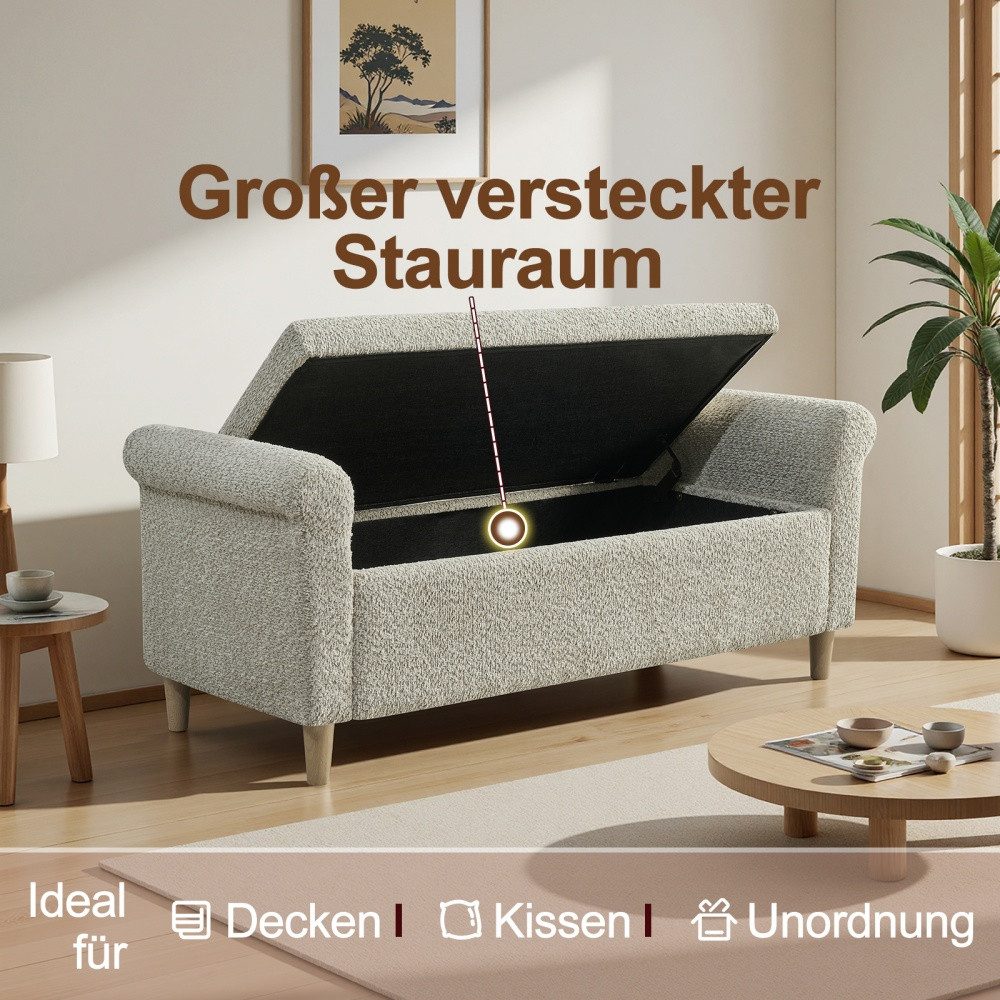 Sweiko Fußhocker Aufbewahrungs-Ottomane Fußhocker, (skandinavischer Stil, für Wohnzimmer oder Schlafzimmer), Stoff bezogener kompakter Fußhocker mit aufklappbarem Deckel
