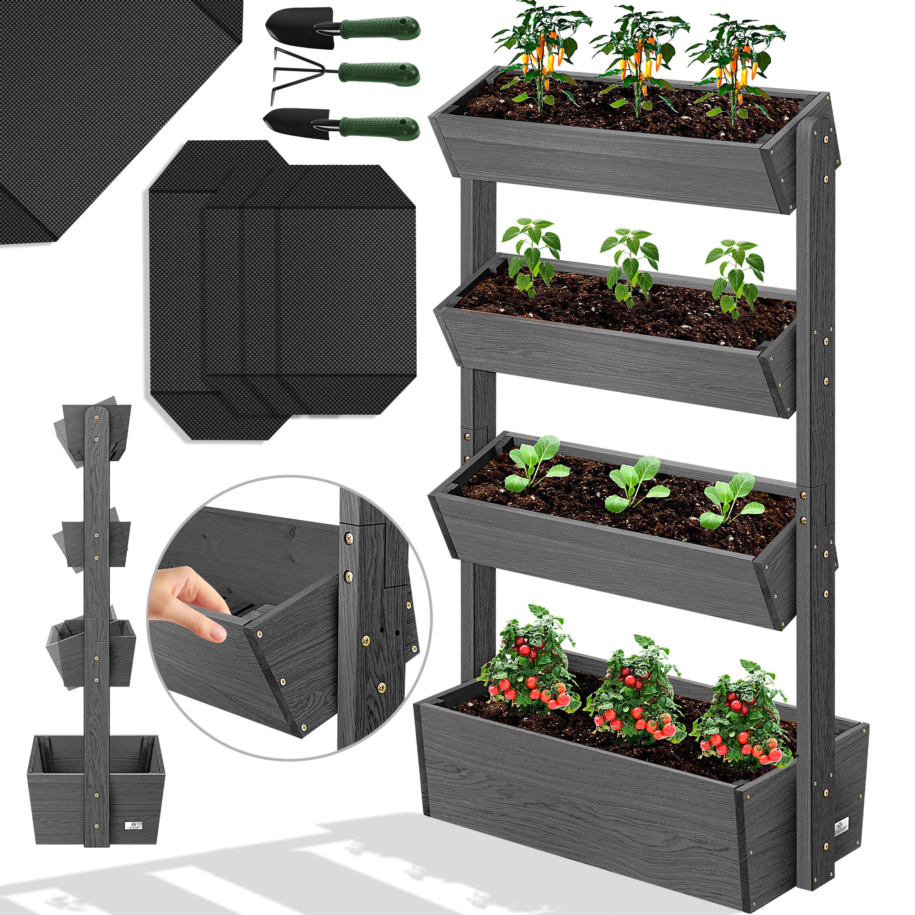 KESSER Hochbeet, mit Etagen Premium Blumenkasten Blumentreppe Gemüsebeet Blumenbeet