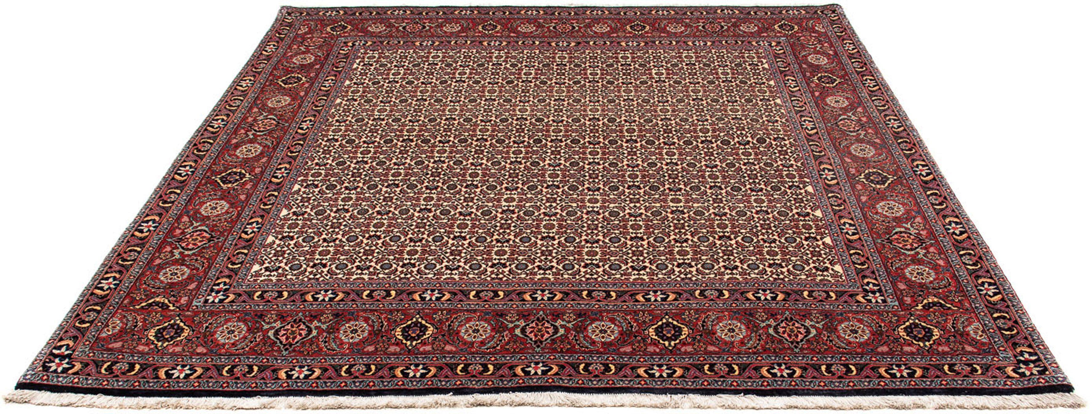 Orientteppich Perser - Bidjar quadratisch - 204 x 201 cm - dunkelrot, morgenland, quadratisch, Höhe: 15 mm, Wohnzimmer, Handgeknüpft, Einzelstück mit Zertifikat