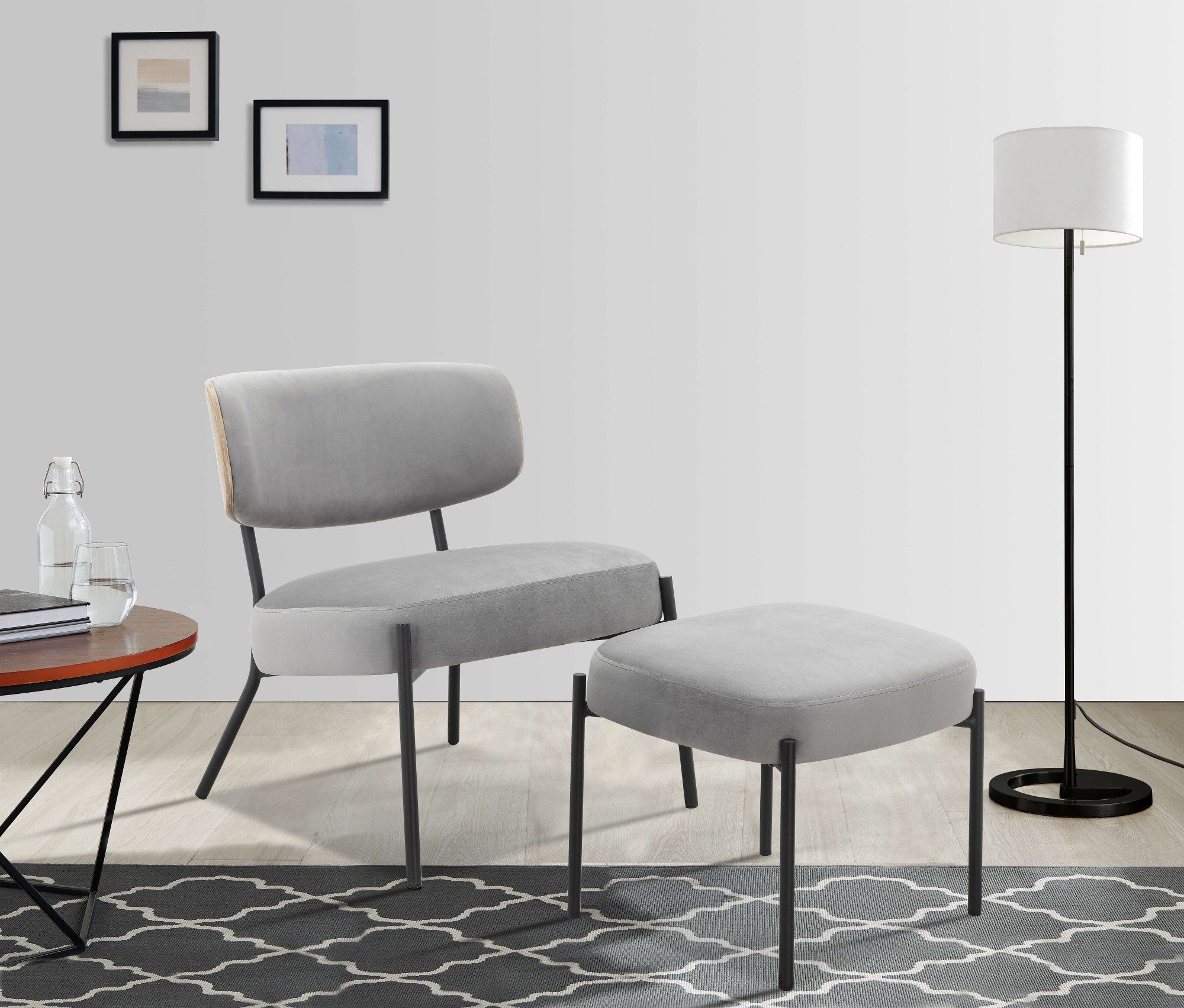 andas Loungesessel Lovberg in Cord und Easycare-Bezug, eleganter Sessel mit Hocker