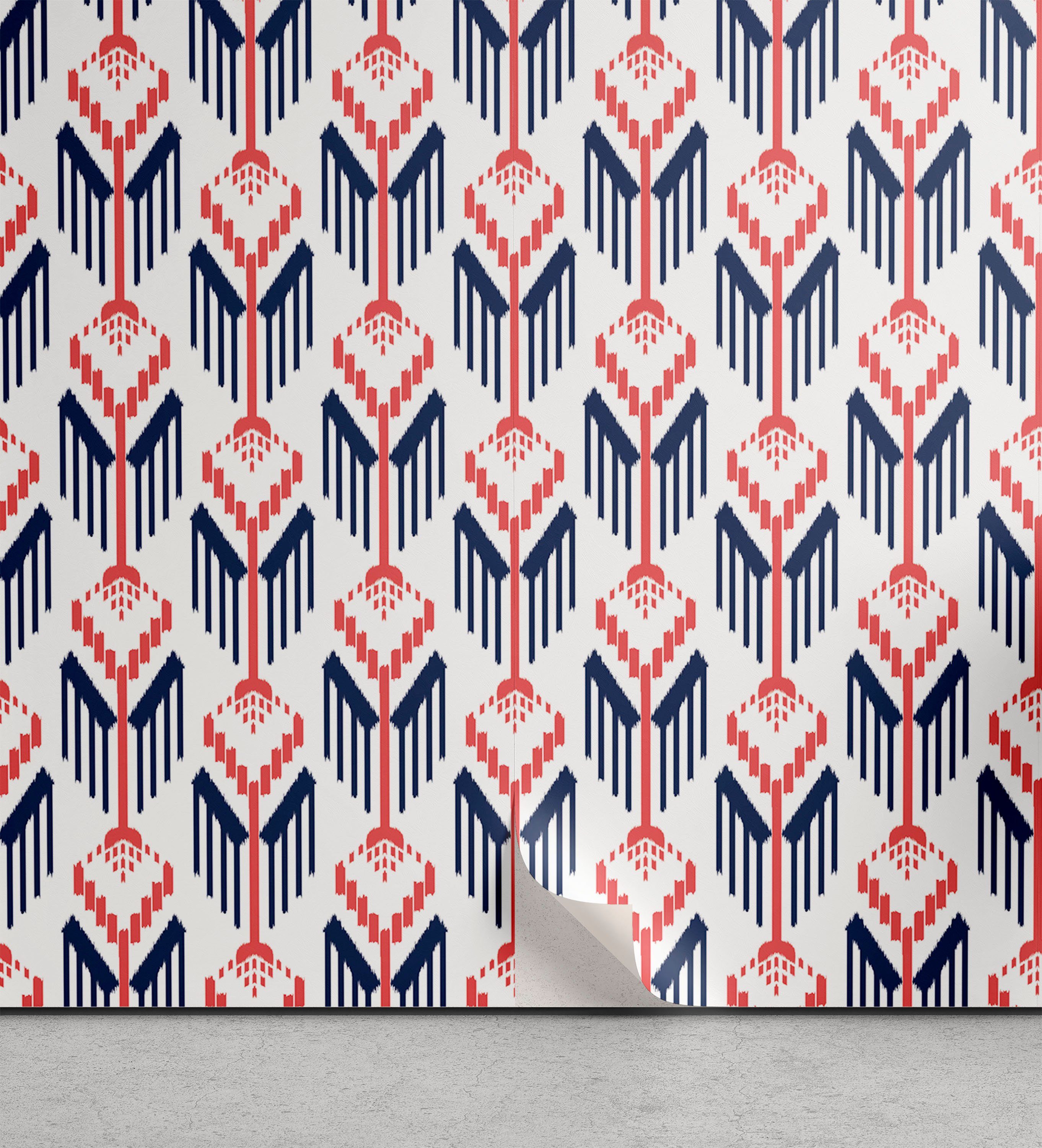 Abakuhaus Vinyltapete selbstklebendes Wohnzimmer Küchenakzent, Ethnisch Ikat inspirierte Streifen Motive