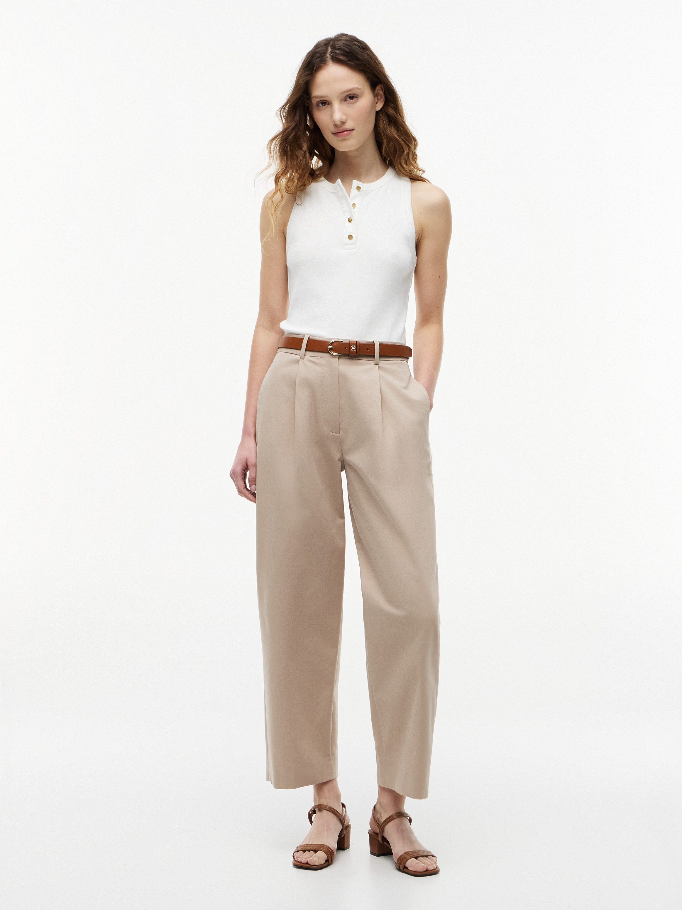 Tommy Hilfiger T-Shirt GOLD BUTTON HENLEY TOP mit kurzer Knopfleiste