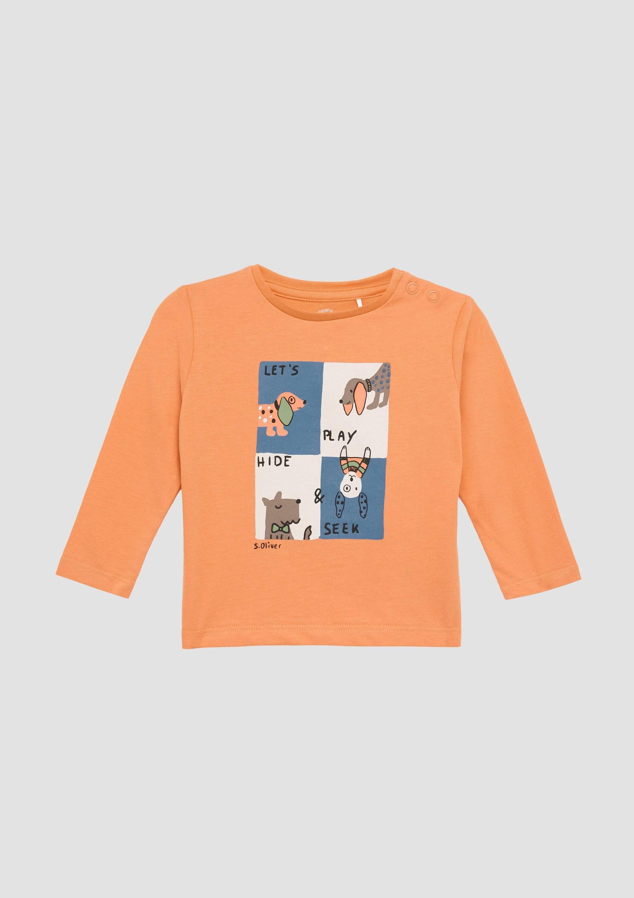s.Oliver Langarmshirt T-Shirt Baumwollshirt mit Frontprint