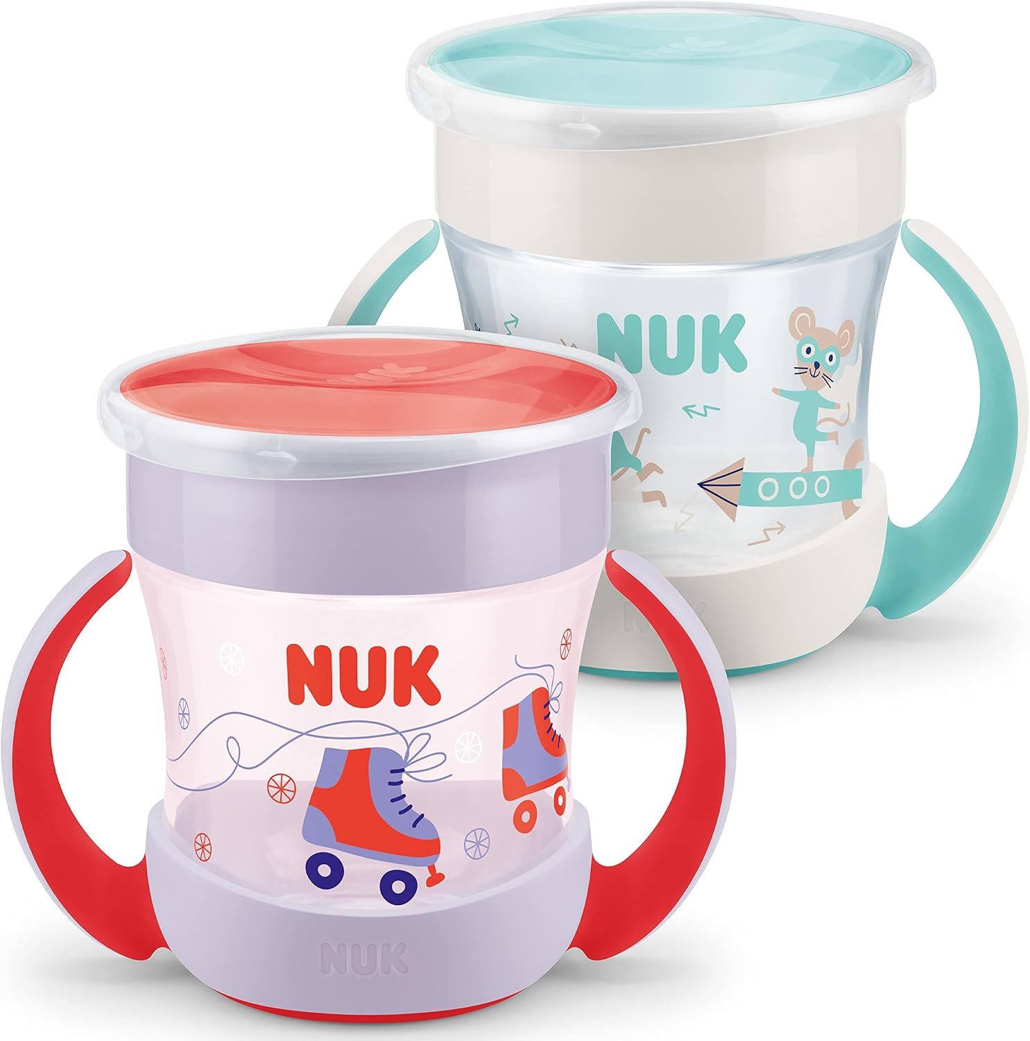 Trinkflasche NUK Mini Magic Cup Rosa/Mint – 2er Pack (AMZ)