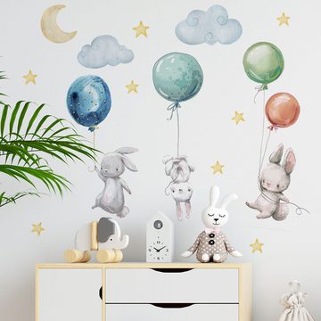 Mrichbez Wandtattoo Kaninchen Ballon Wandabziehbild (1 St), Geeignet für Wohnzimmer Schlafzimmer Wanddekoration