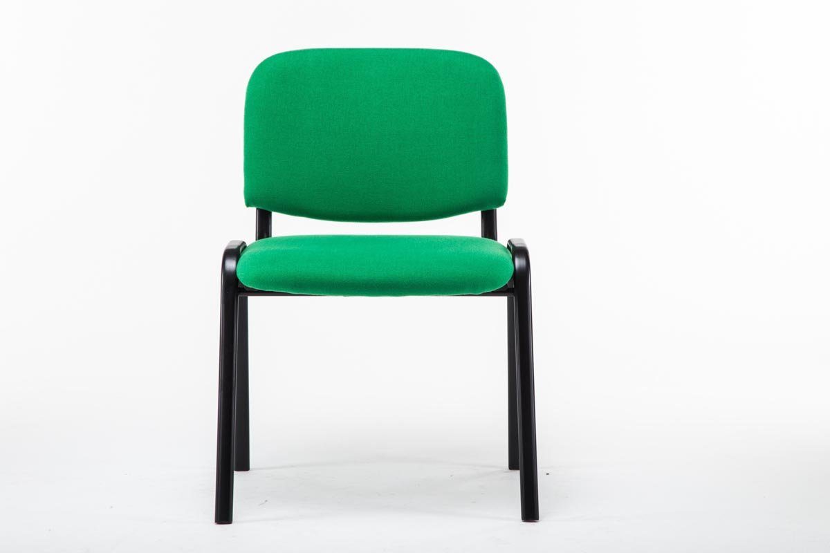 TPFLiving Besucherstuhl Keen mit hochwertiger Gestell: grün Polsterung - Warteraumstuhl Metall (Besprechungsstuhl schwarz - Messestuhl), Stoff - Konferenzstuhl Sitzfläche: 