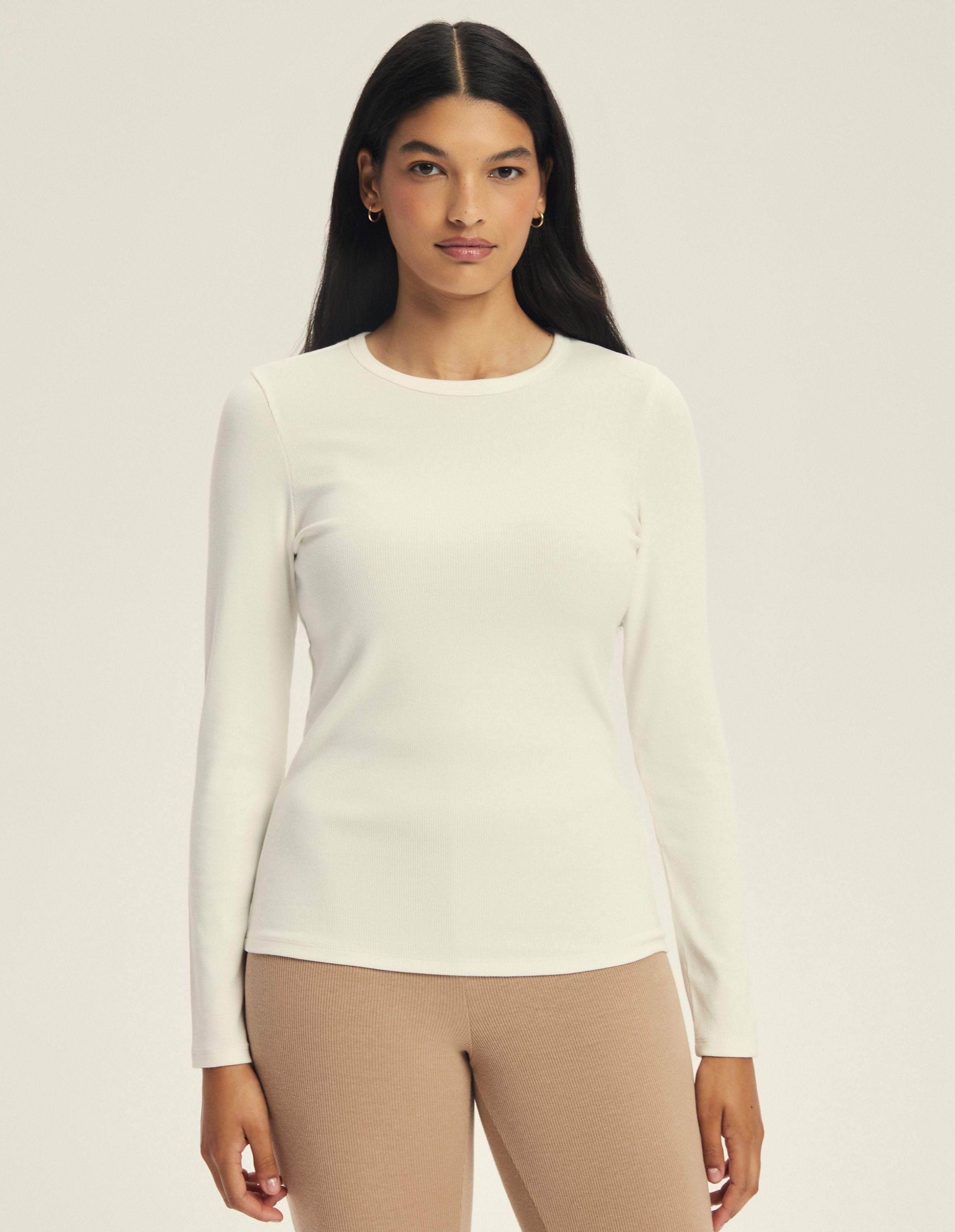 ESOTIQ Blusenshirt Figurbetontes Ripp-Langarmshirt aus Viskosemix. Jody 2
