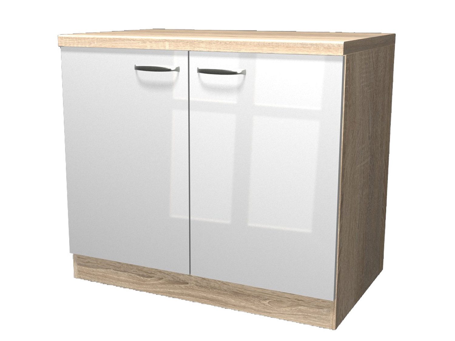 Flex-Well Spülenunterschrank Spülenunterschrank mit Arbeitsplatte - 100 cm breit - Hochglanz Weiß