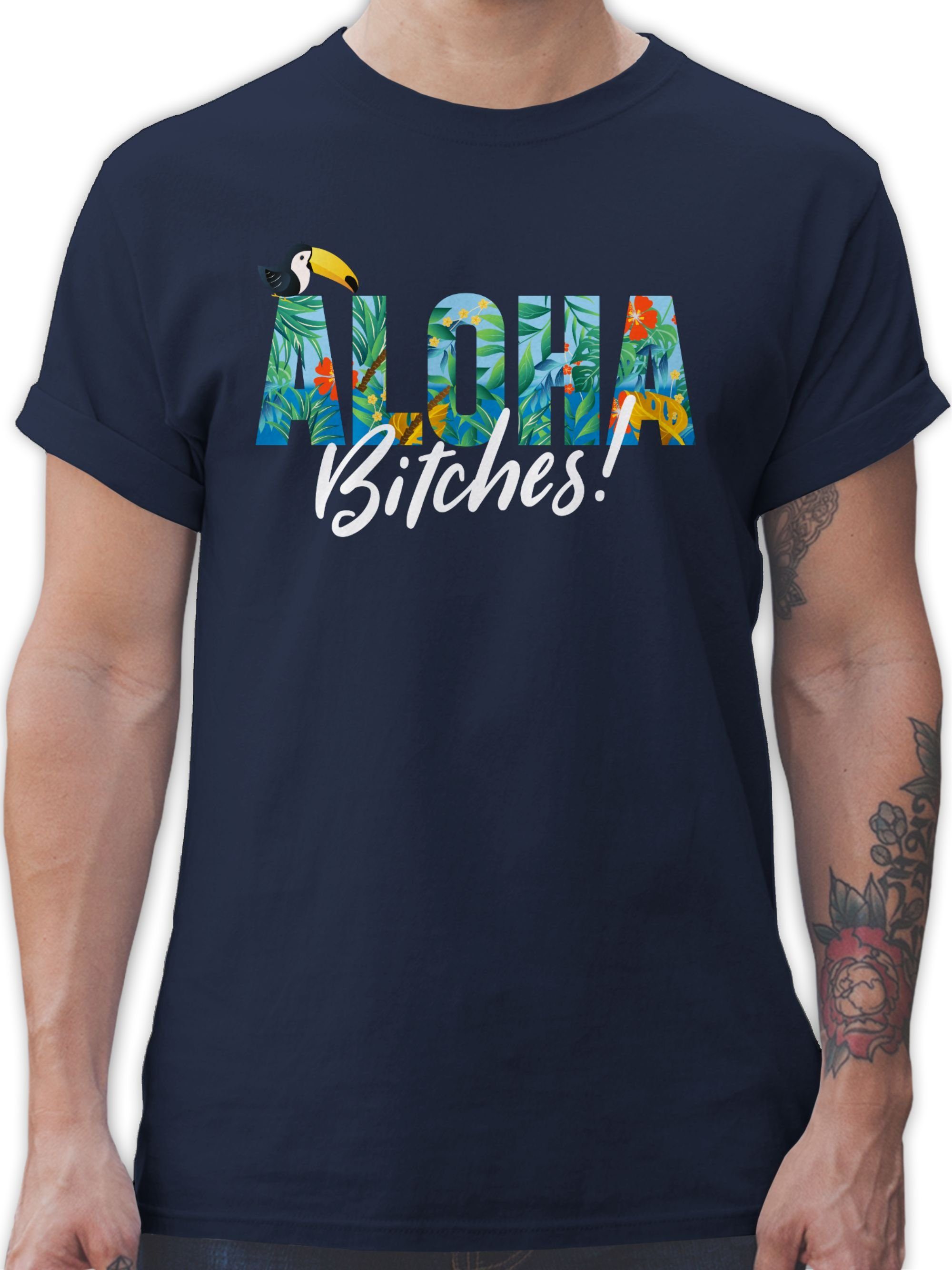 Shirtracer T-Shirt Aloha Bitches Karneval Outfit 2 Navy Blau