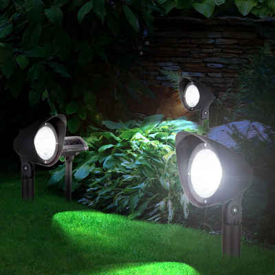 FHS LED Gartenleuchte 3er Set Spot Solarleuchte outdoor, Dämmerungsschalter, An/Aus Modus