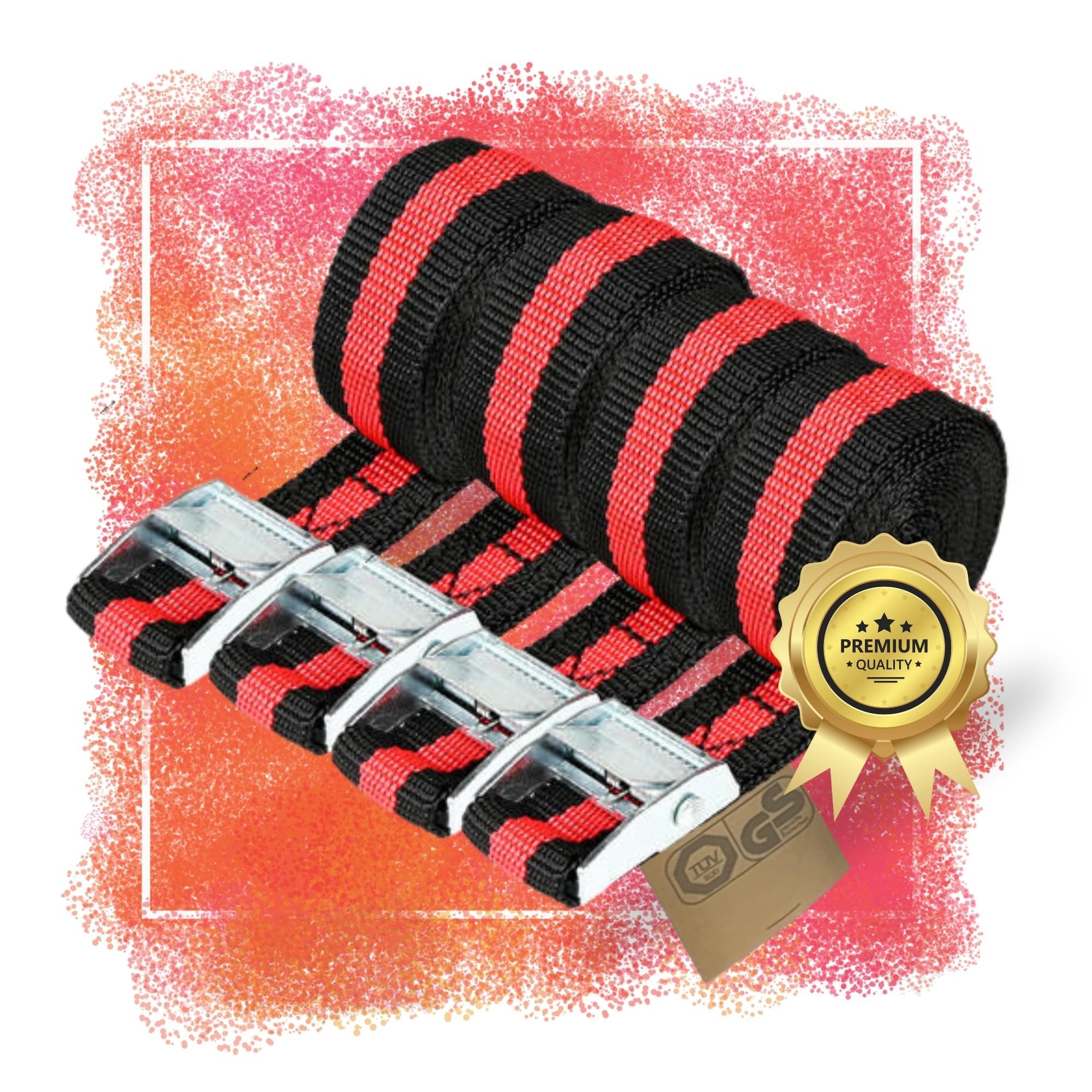 TronicXL Spanngurt 4x Spanngurt 2,5m lang Spanngurte Befestigungsgurt Befestigungsriemen (4-St)