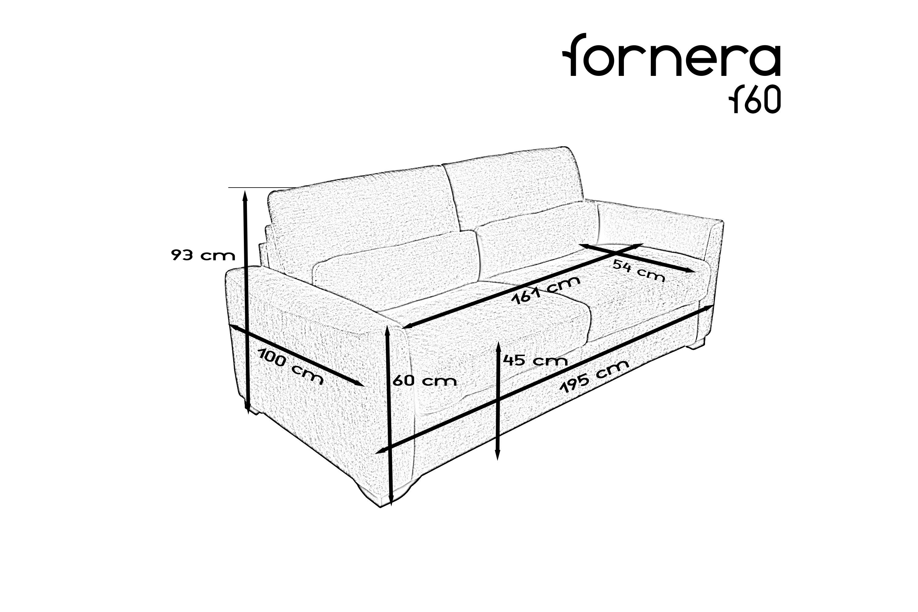 fornera Schlafsofa f60, Integriertes Bettgestell