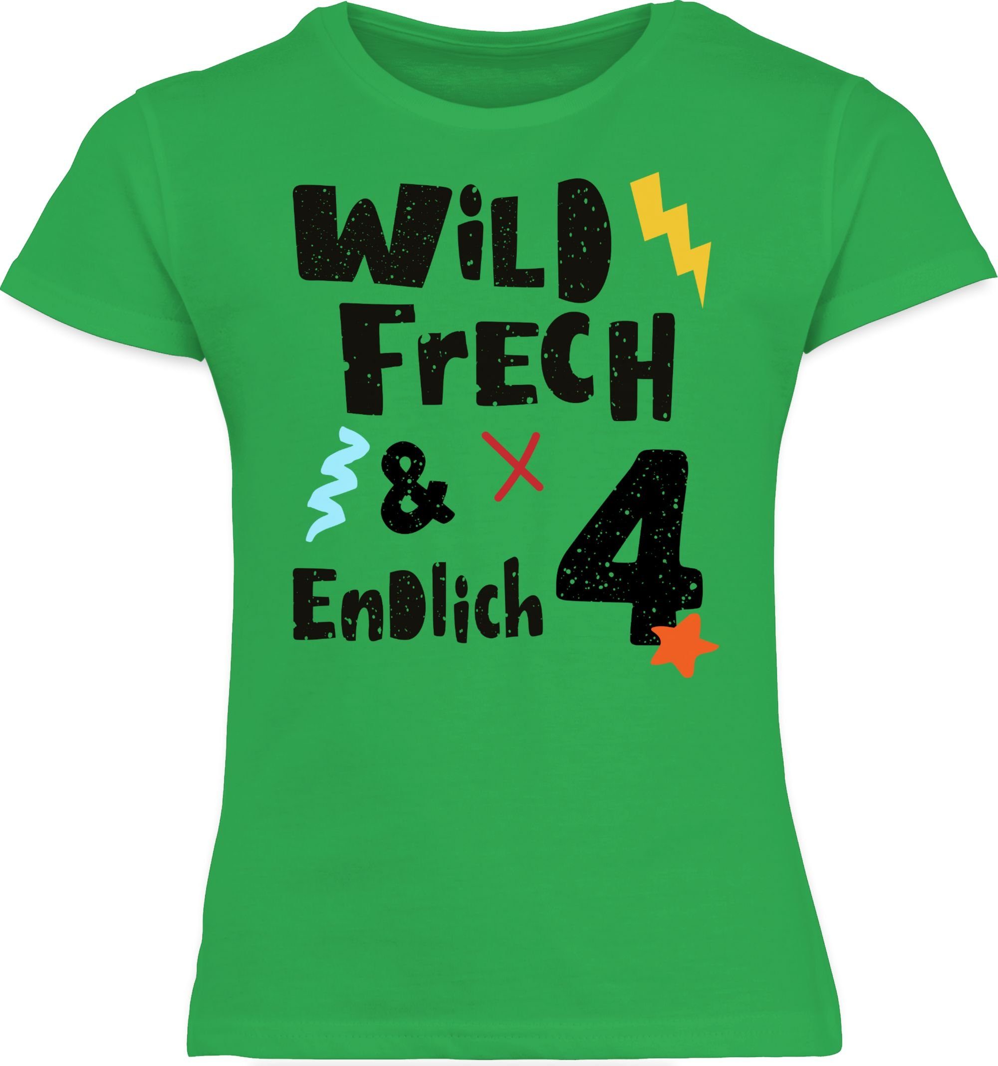 Geburtstag 3 endlich 4. Jahre 4 Wild T-Shirt Wunderbar Shirtracer und - vier Grün frech