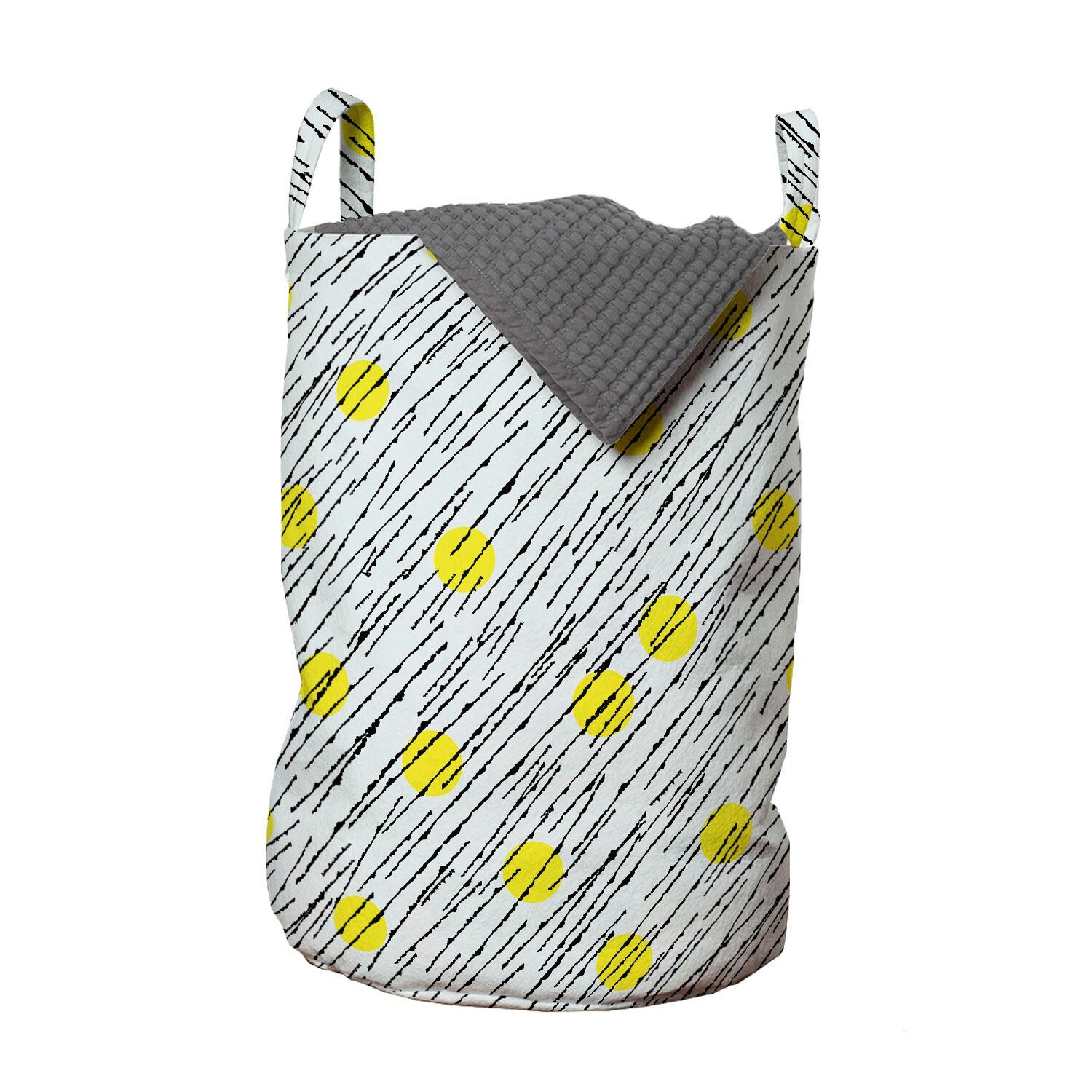 Abakuhaus Wäschesäckchen Wäschekorb mit Griffen Kordelzugverschluss für Waschsalons, Abstrakt Yellow Sketchy Tupfen