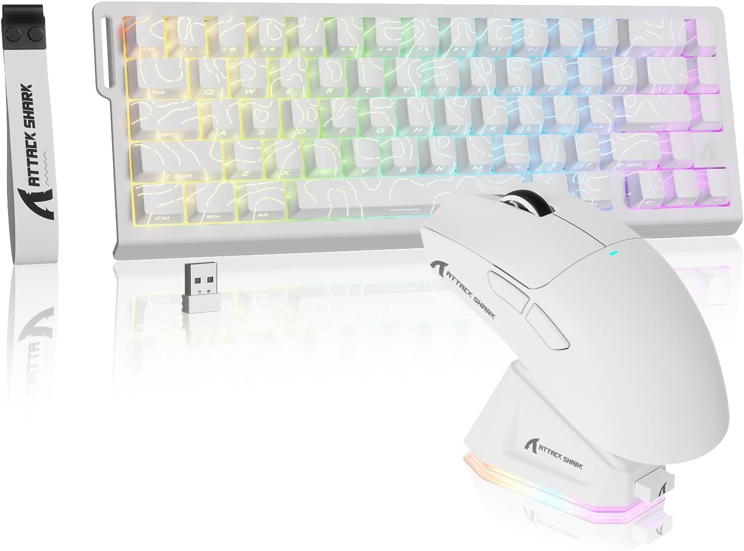 MAMBASNAKE Kabelloses Gaming 8KHz Rapid Trigger Tastatur- und Maus-Set, Ultraleichte RGB Gaming Bundle mit Magnet Switch & Tri-Mode Verbindung