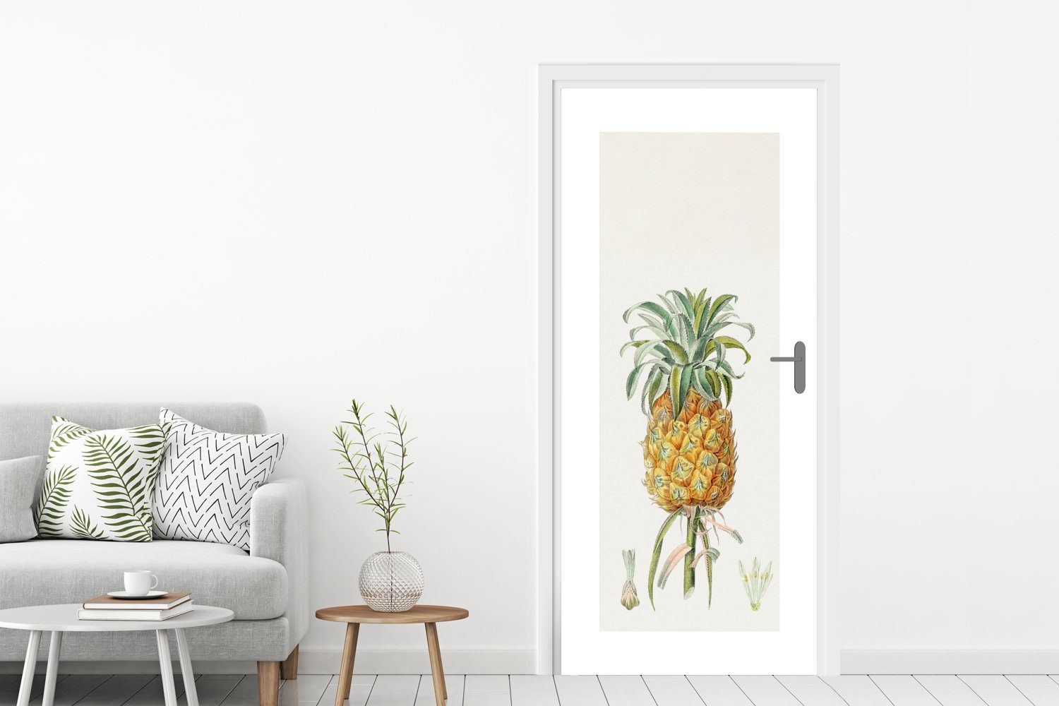 cm Tür, (1 Lebensmittel Fototapete Türtapete Obst, für - bedruckt, MuchoWow Ananas St), 75x205 Türaufkleber, - Matt,