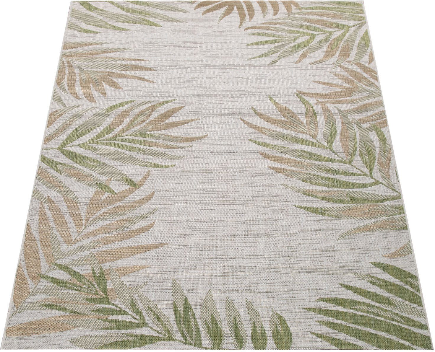 Teppich »Kuba 127«, Paco Home, rechteckig, Höhe 4 mm, Flachgewebe, Motiv Blätter, In- und Outdoor geeignet, Wohnzimmer-Otto