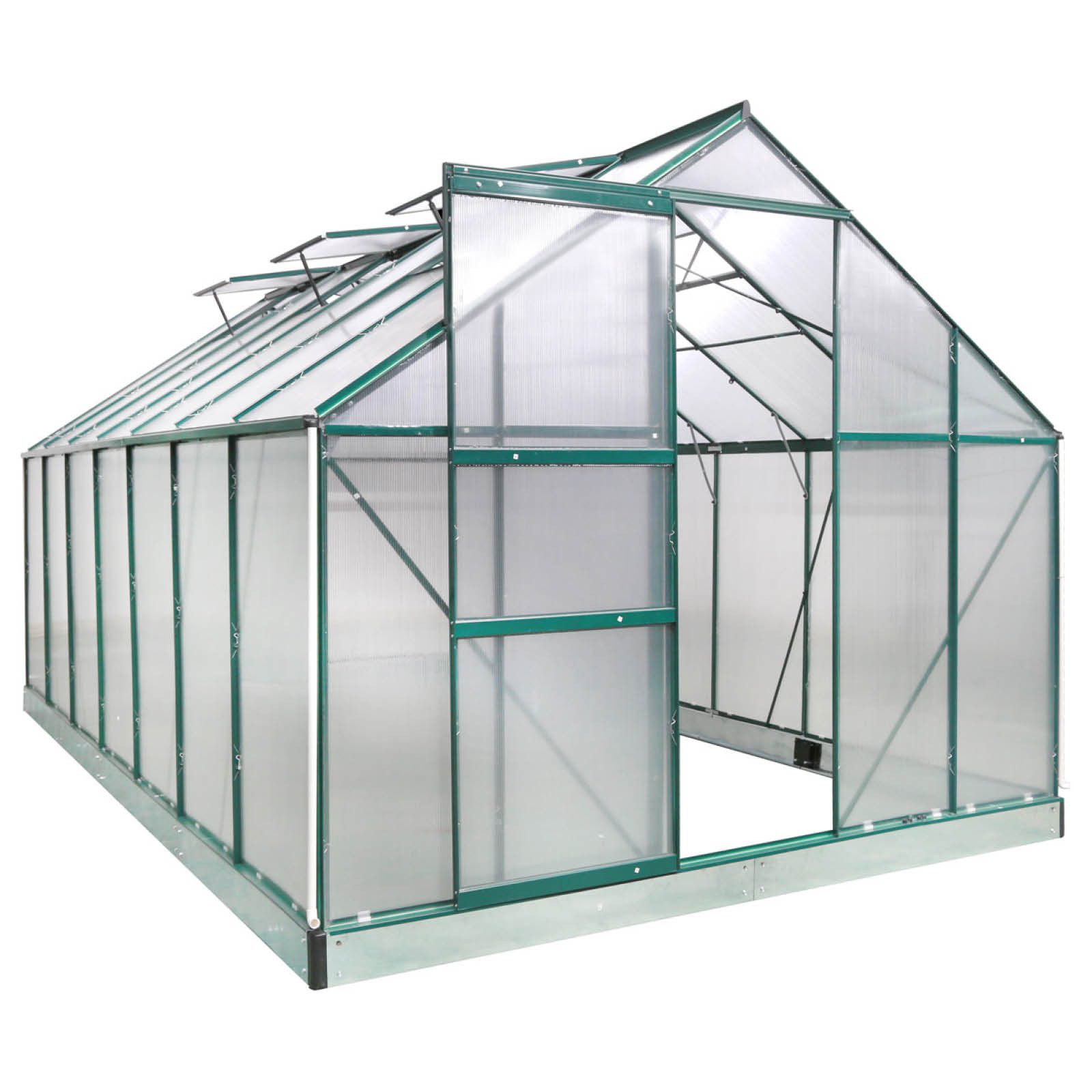 BRAST Gewächshaus ALU mit Fundament rostfrei 430x250x205cm TÜV geprüft, BxTxH: 250 x 430 x 205 cm, wetterfestes hochwertiges Aluminium, Temperaturbeständig, Wärmedämmend, Lichtbrechend & UV-stabilisiert