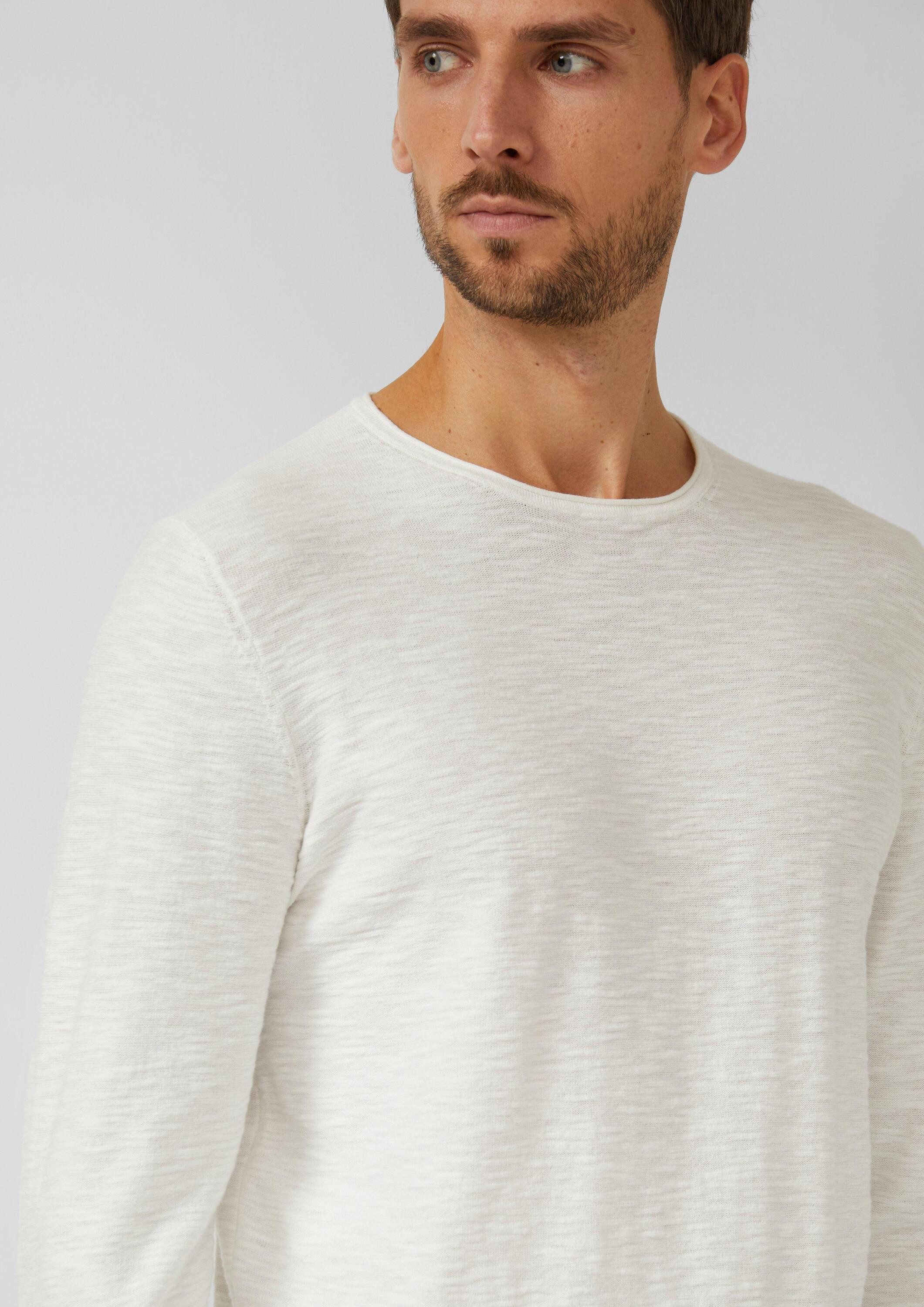 s.Oliver Longpullover Strickpullover Strickpullover mit Flammgarnstruktur und Rollkante