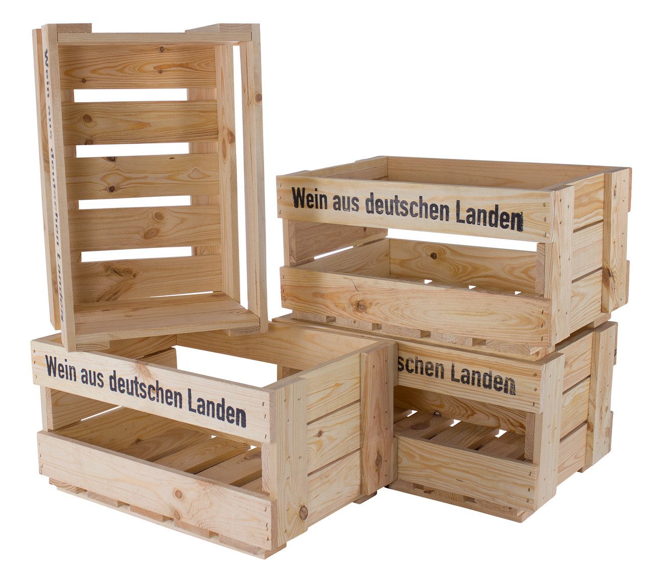 Allzweckkiste Neue Weinkisten "Wein aus deutschen Landen" Natur ca 46x30,5x24cm (Spar-Set)