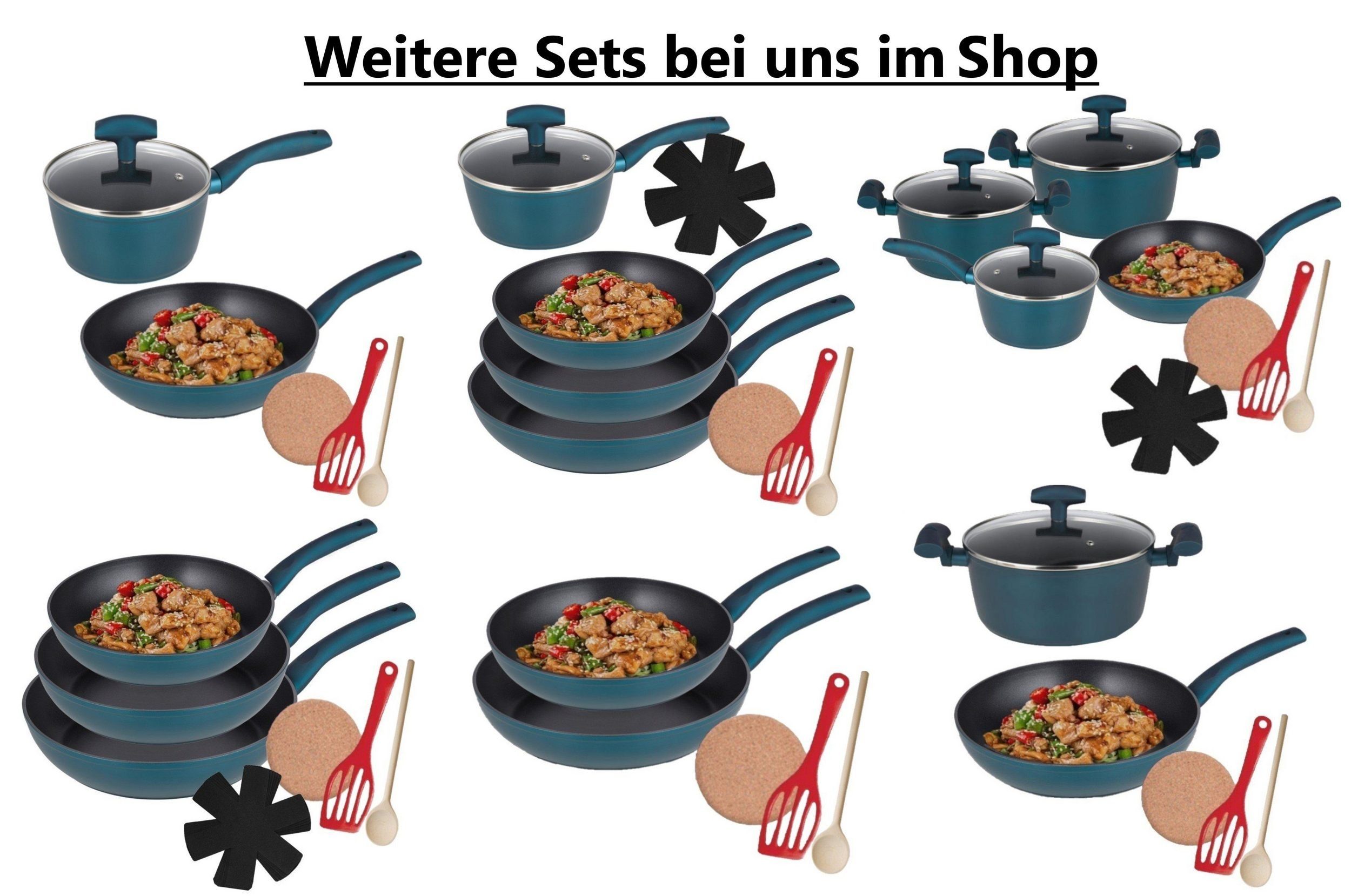 KESSMANN Kasserolle Induktion Stielkasserolle + Holzlöffel (Set, 5tlg Bratpfanne 18cm Antihaft), 1 Induktionsherd Glasdeckel Topfset Pfanne 1 Aluminium Pfanne, mit 5-tlg., Inkl. Kasserolle Bratpfannenset + Pfannenwender Kork-Untersetzer 1 Schmorpfanne