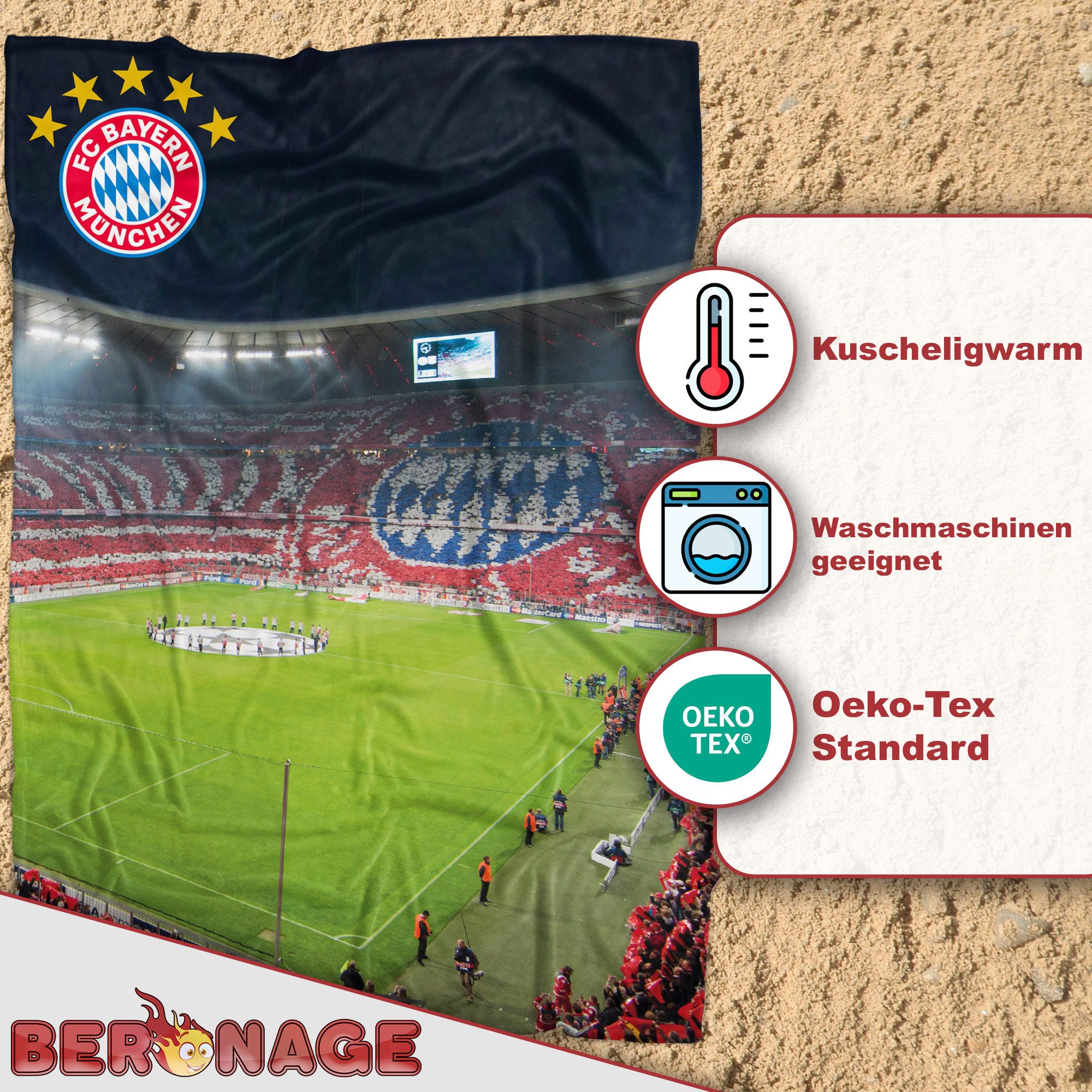 BERONAGE Tagesdecke FC Bayern München Decke Allianz Arena 150x200 cm Kusche günstig online kaufen