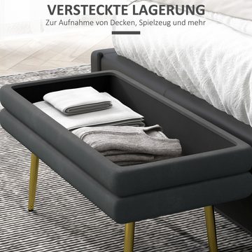 HOMCOM Sitzbank Polsterbank mit Stauraum, Samtoptik, Bettbank mit Stahlbeine (Aufbewahrungsbank, 1-St., Schuhbank), für Wohnzimmer, Schlafzimmer, Grau, 79,5 x 37,5 x 43 cm