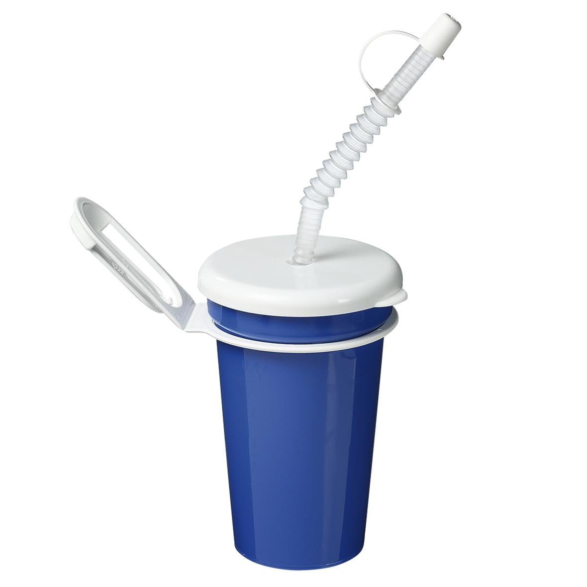 elasto Becher 300 ml Mehrweg Trinkbecher To Go mit Trinkhalm und Gürtelhalterung, Made in Germany, BPA-frei, 100% recyclebar, Wasserbecher, Bruchfest