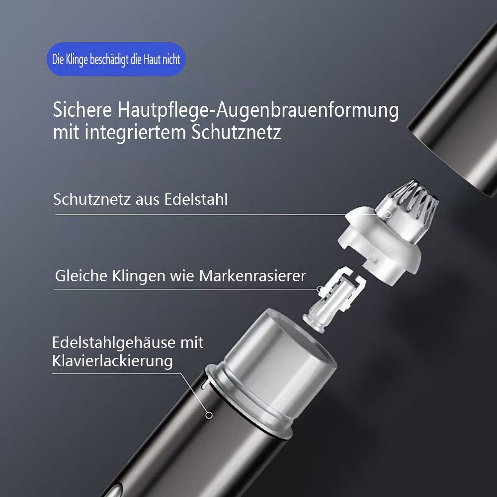 Vashoy Augenbrauenrasierer Augenbrauen trimmer damen, LED-Beleuchtung, geräuschloses Design, lange Akkulaufzeit, 3-tlg., umfassende Augenbrauenpflege mit einem Klick, Augenbrauenrasierer elektrisch