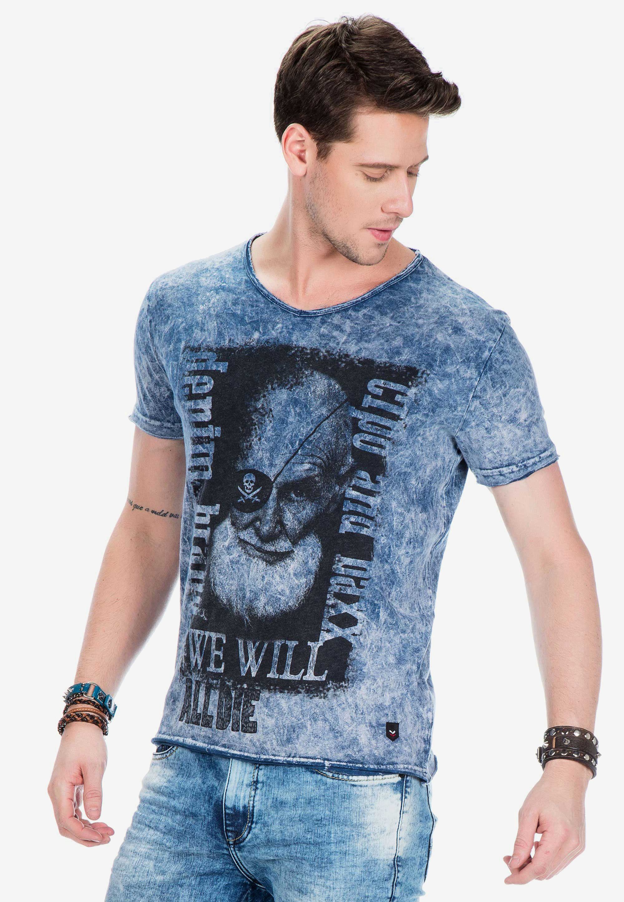 Cipo blau tollem T-Shirt Baxx mit Frontprint &