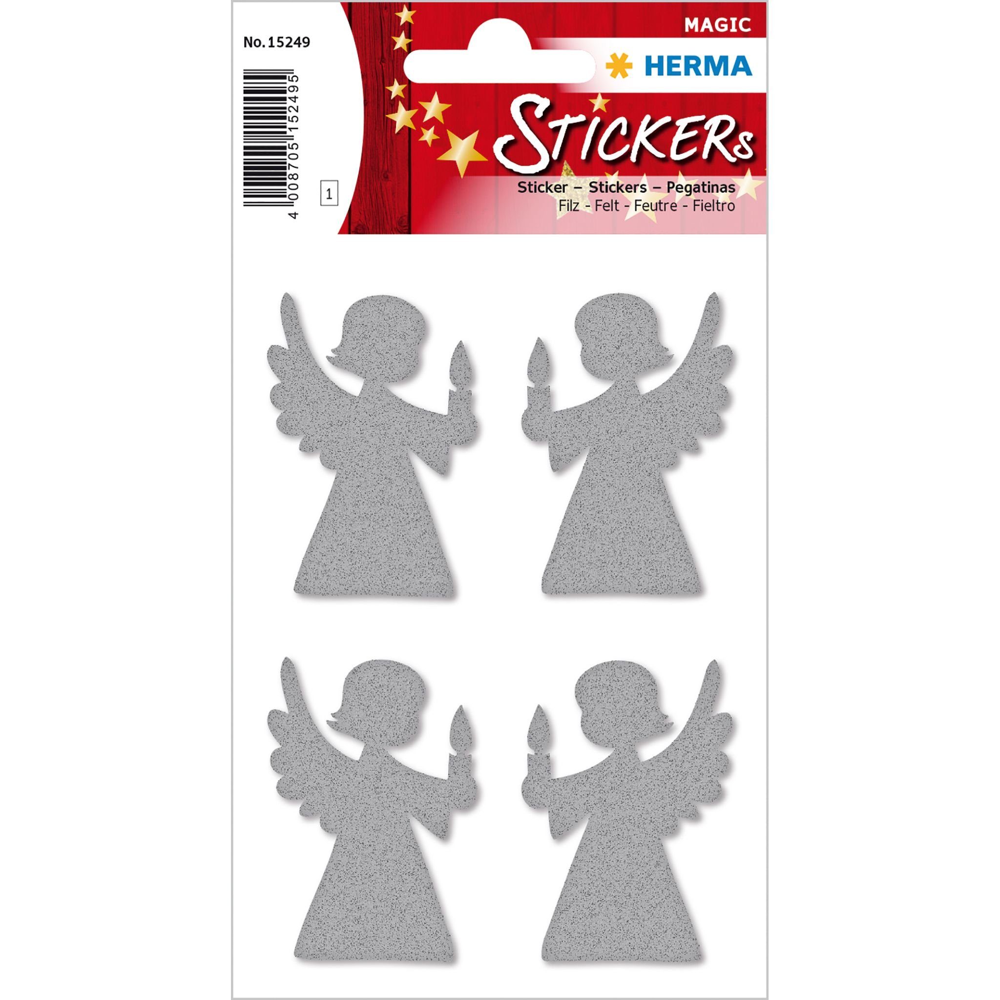 HERMA Kugelschreiber HERMA 15249 Weihnachten Sticker Magic Engel silber Filz 4 Stück