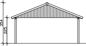 Skanholz Doppelcarport Wallgau, BxT: 620x750 cm, 215 cm Einfahrtshöhe, 620x750cm, schwarze Schindeln