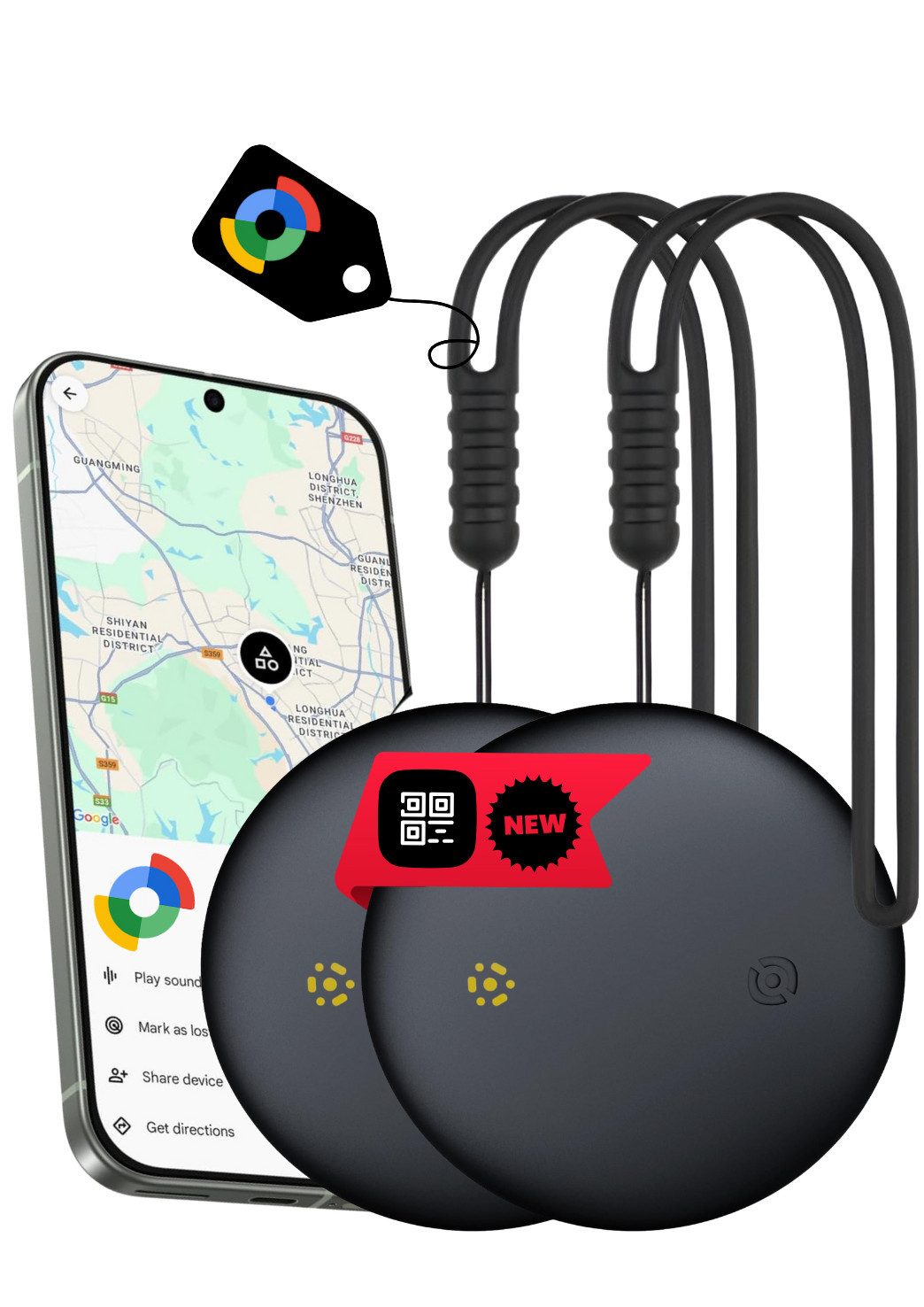 S&T Design GPS Tracker Smart Tag AirTag alternative für Android Schlüsselfinder GPS-Tracker (Weltweit Wasserdicht Bluetooth Key Finder Tasche/Koffer/Brieftasche)