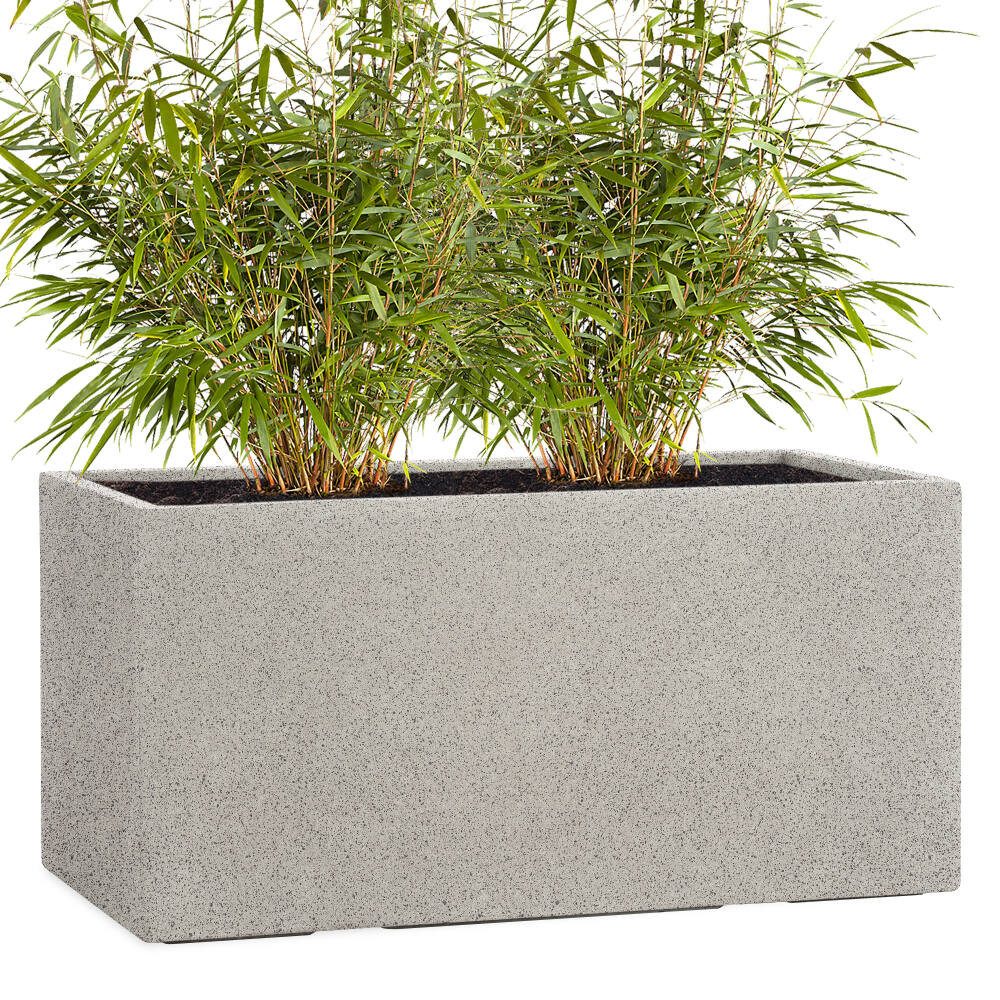 Pflanzwerk® Pflanzkübel TUB Premium Fiberglas Blumenkübel Frostbeständig mit Lotus-Effekt, Fiberglas - Handgefertigt - Rechteckig - Frostbeständig