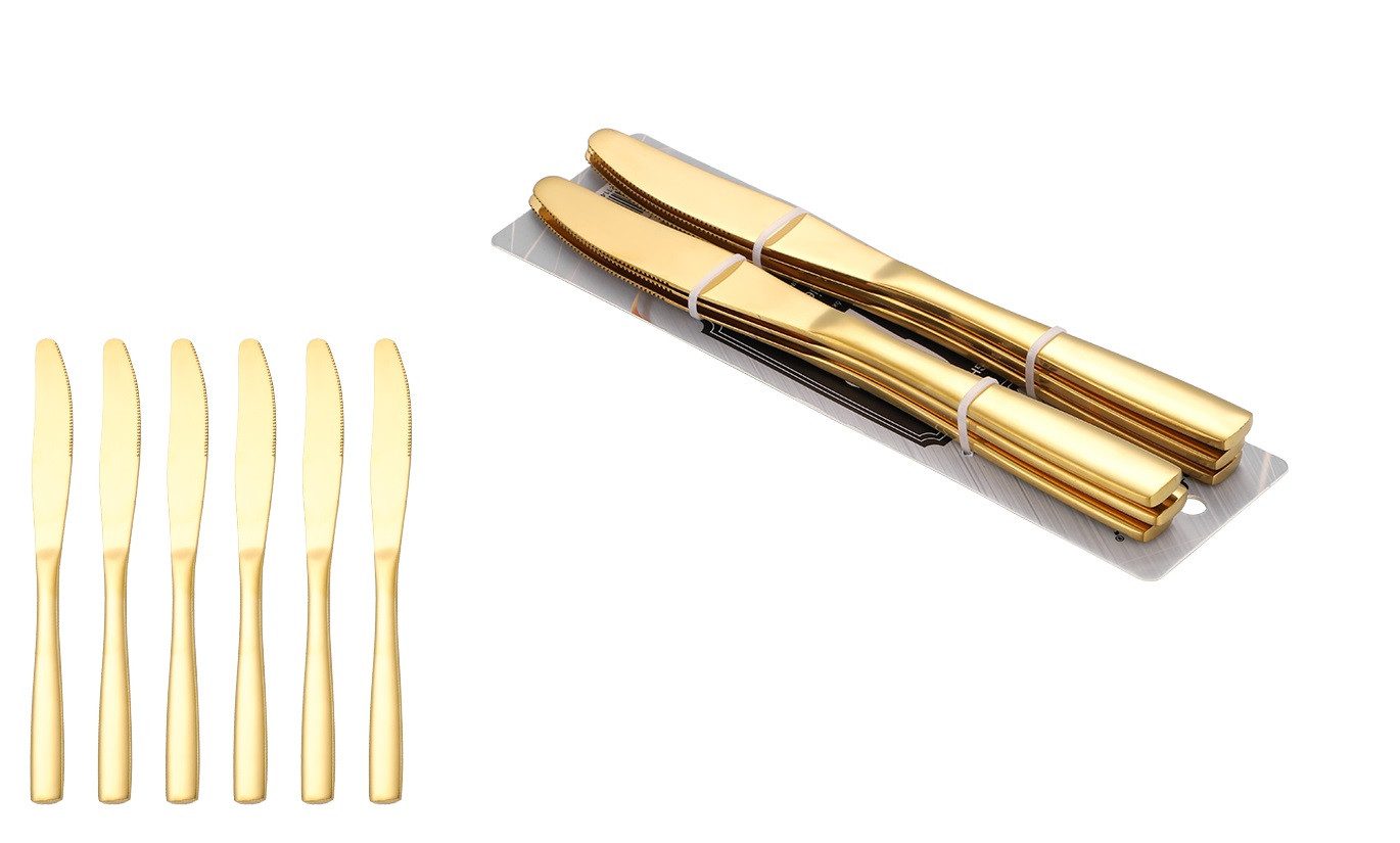 Cheffinger Besteck-Set 6er Set Speisemesser Messer L 23cm CF1005 Gold