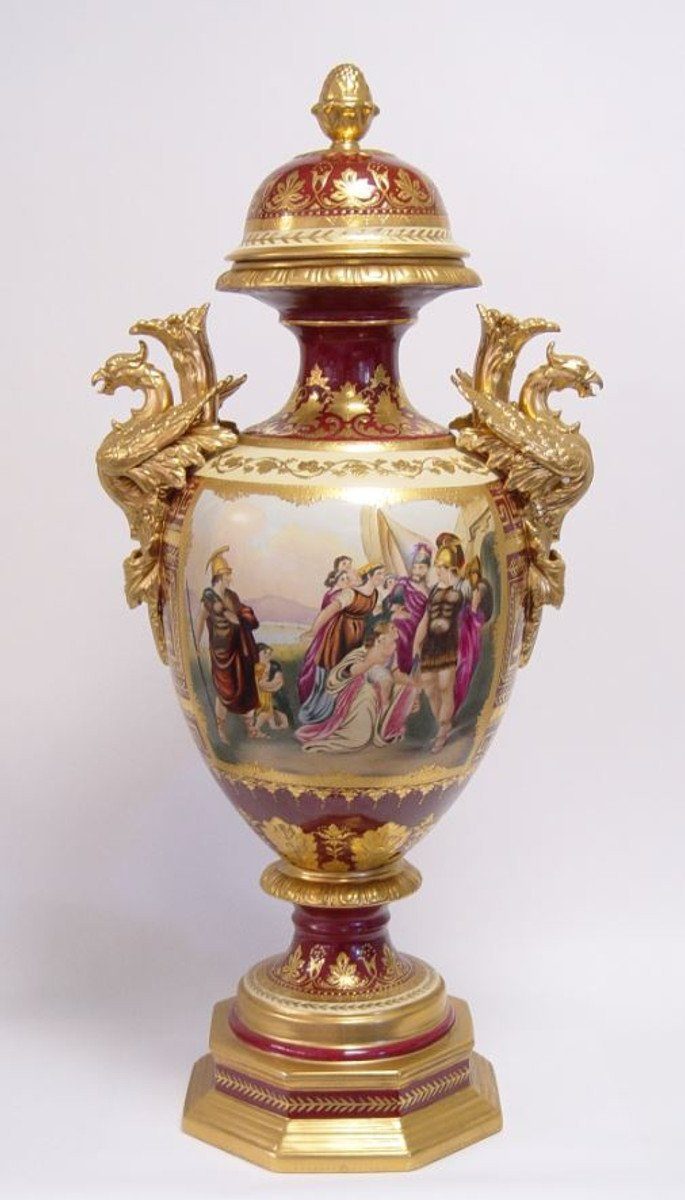 H. & Deckel Edel Luxus Prunkvoll - Vase Casa 85 cm mit Dekoobjekt Padrino Porzellan