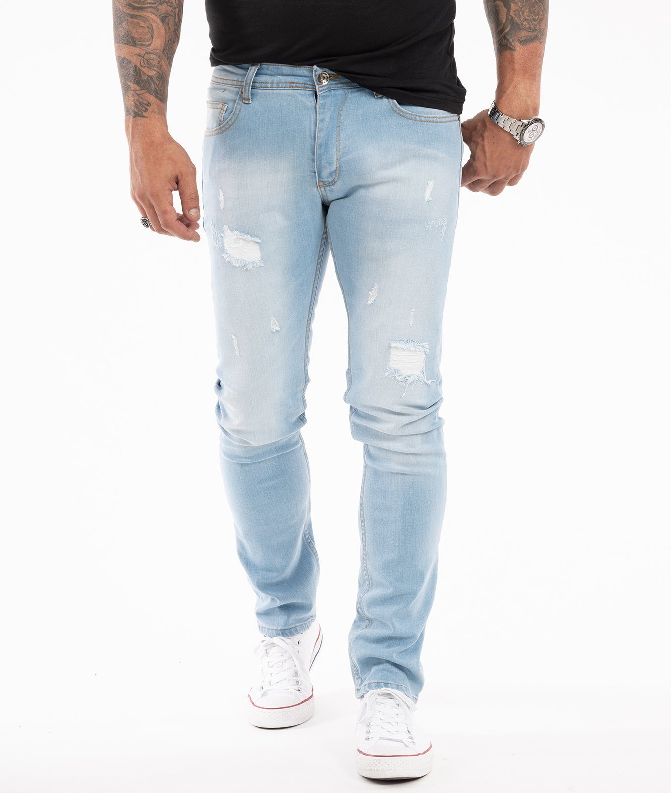 Rock Creek Slim-fit-Jeans Herren Jeans Slim Fit Hellblau RC-2144 | Stretchjeans