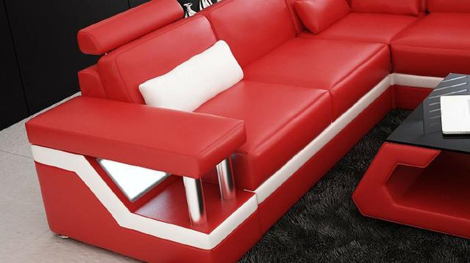 JVmoebel Wohnlandschaft Designer Wohnlandschaft Big Modernes Ledersofa mit USB, Made in Europa