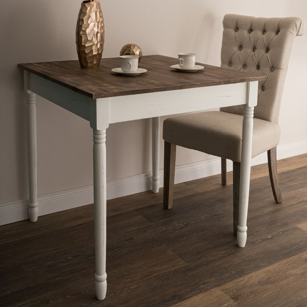 LebensWohnArt Esstisch Landhaus Esstisch COUNTRY 80x80cm weiss-braun Küchen günstig online kaufen