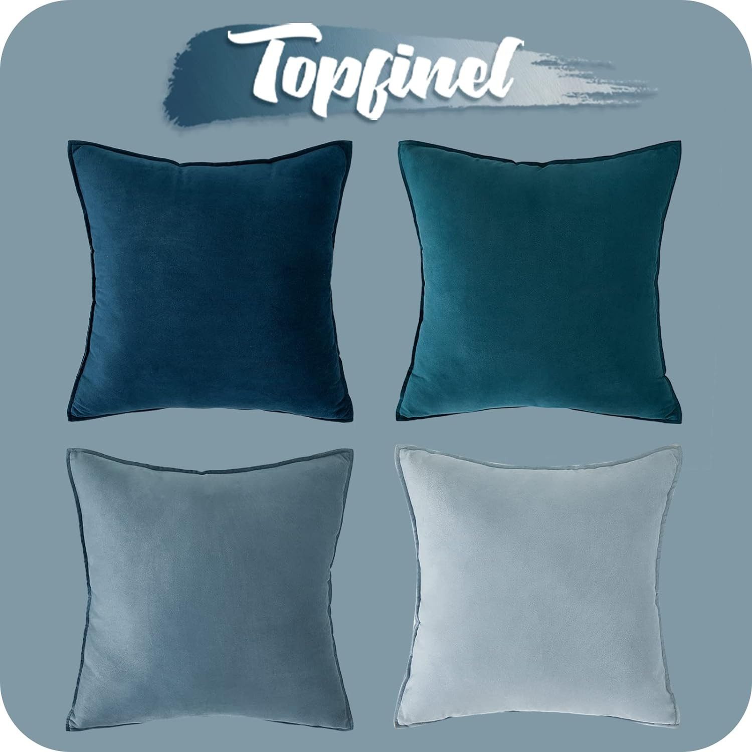 Topfinel Kissenbezüge 4er Set 40x40 & 50x50 cm aus weichem Samt-flauschig mit Farbverlauf, Kissenhülle ohne Füllung – Dekokissenbezug aus Samt für Sofa & Bett